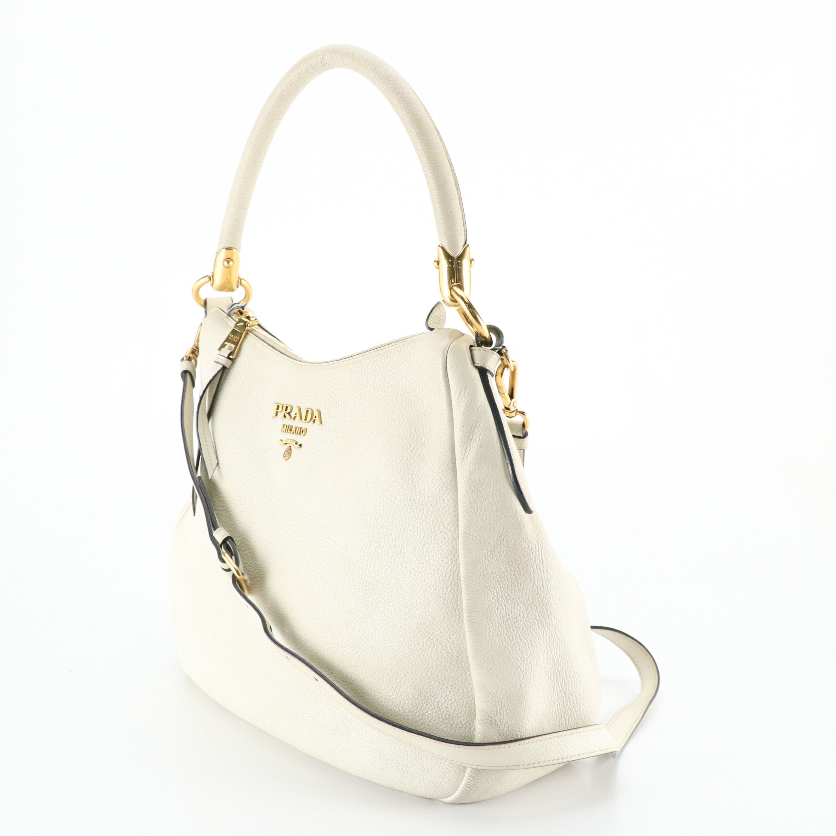 Prada Vitello Daino Leather Two-Way Hobo Bag
