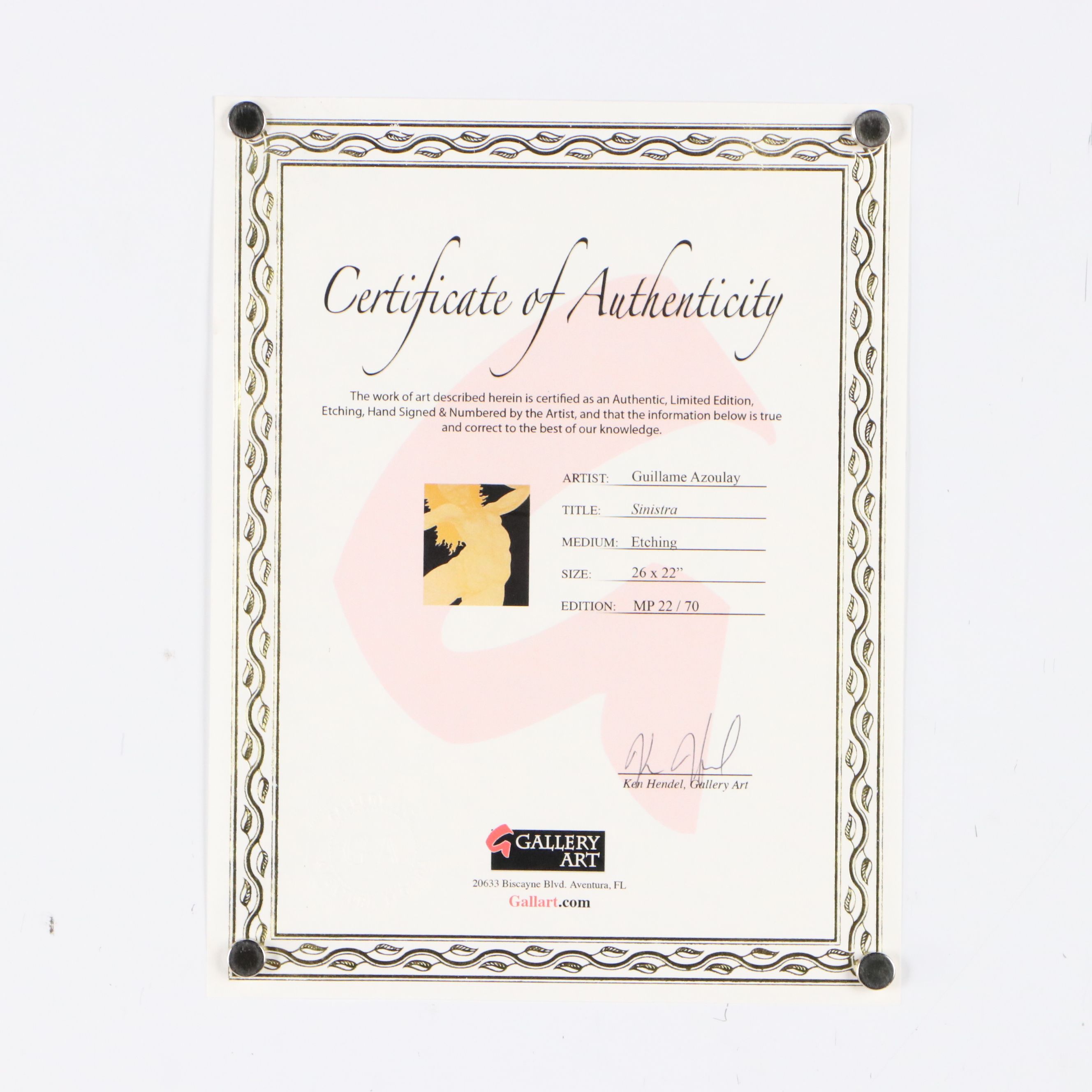 Guillaume Azoulay Etching "Sinistra"