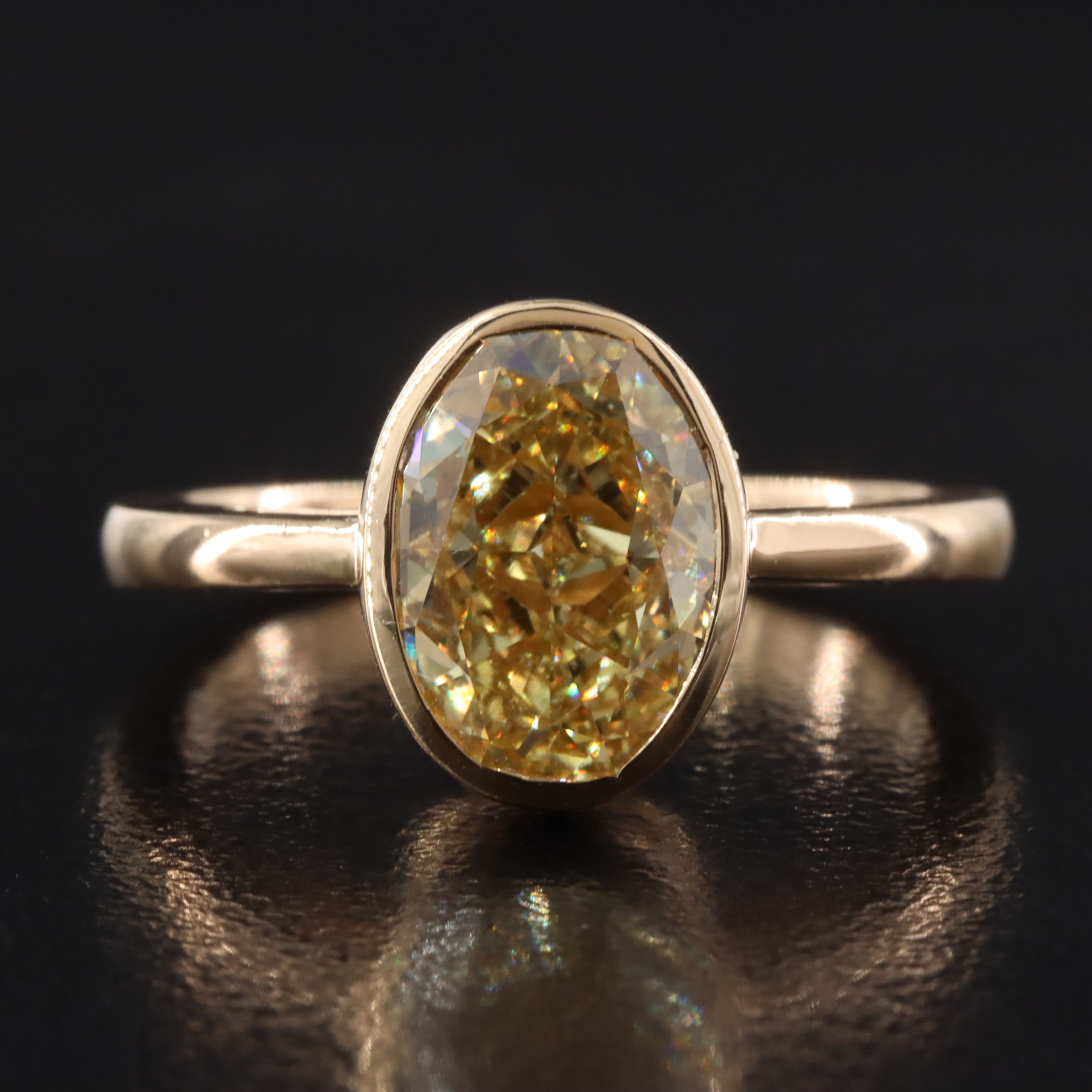 18K 3.02 CTW Fancy Intense Yellow Lab Grown Diamond Ring with IGI Report