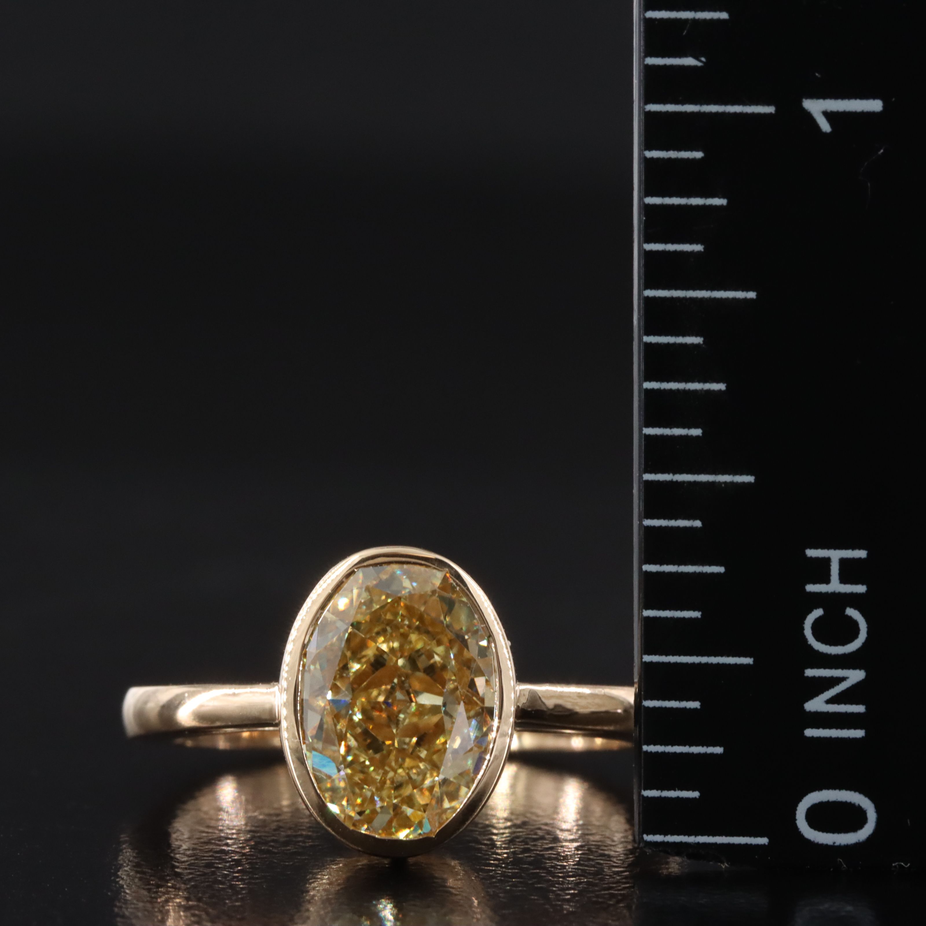 18K 3.02 CTW Fancy Intense Yellow Lab Grown Diamond Ring with IGI Report