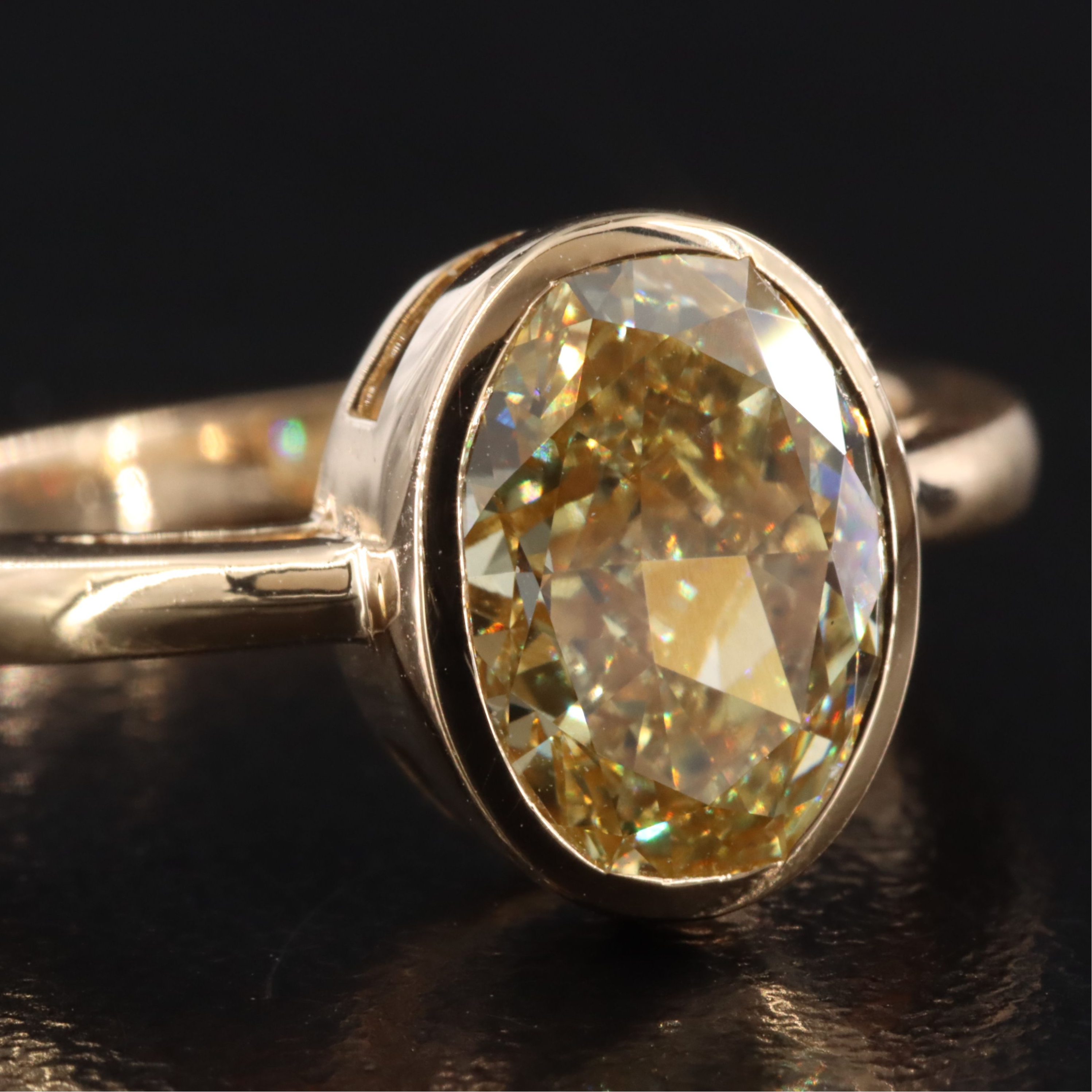 18K 3.02 CTW Fancy Intense Yellow Lab Grown Diamond Ring with IGI Report