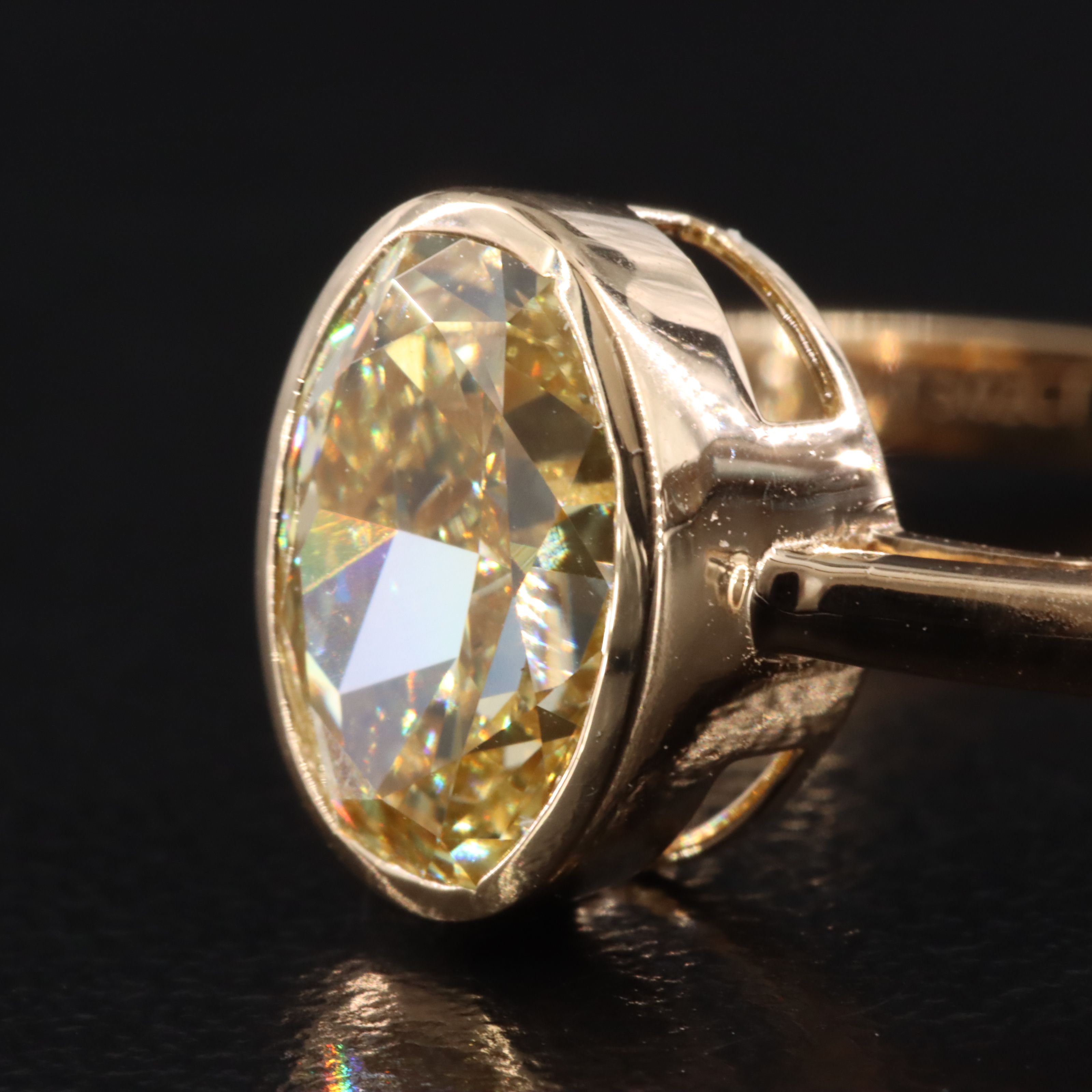 18K 3.02 CTW Fancy Intense Yellow Lab Grown Diamond Ring with IGI Report