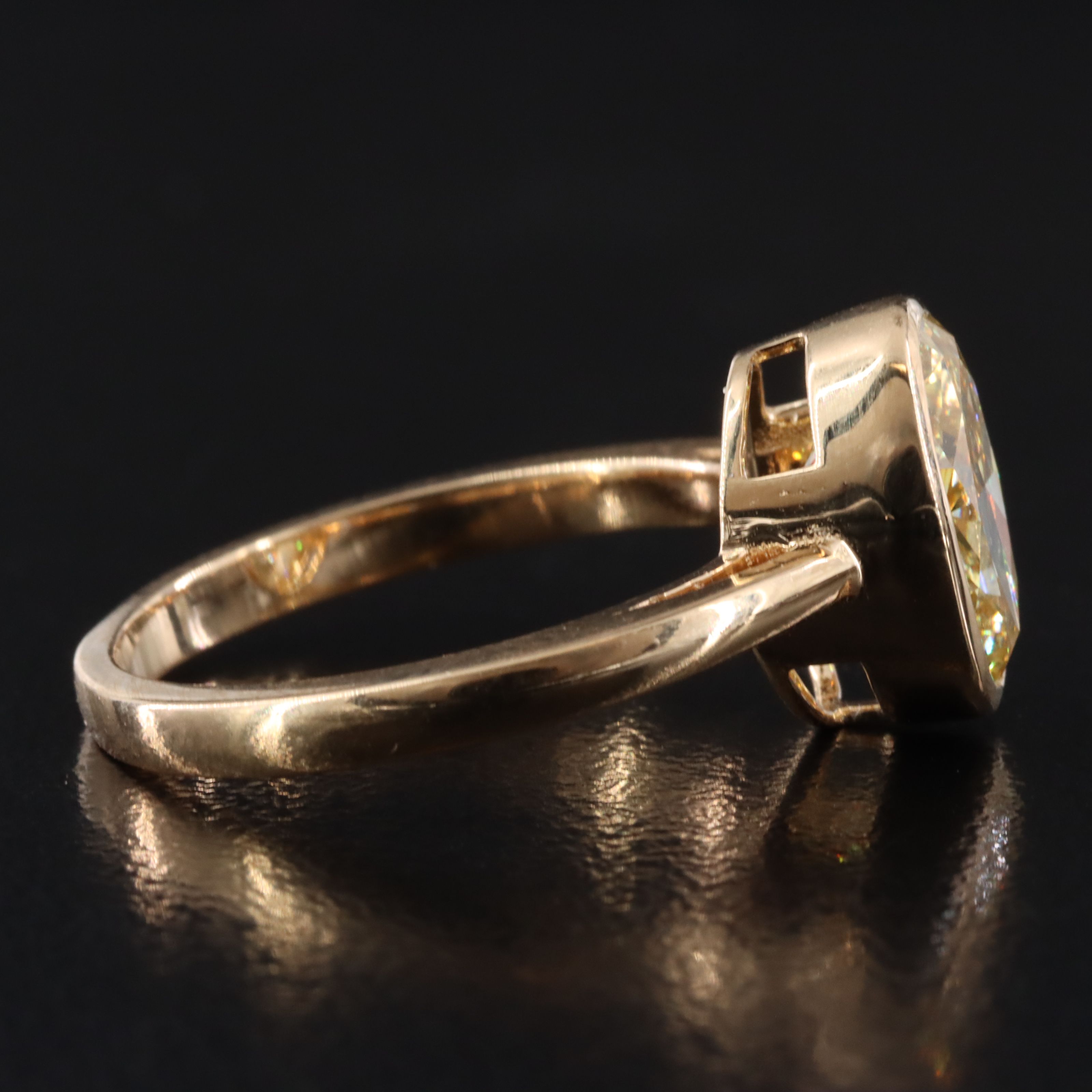 18K 3.02 CTW Fancy Intense Yellow Lab Grown Diamond Ring with IGI Report