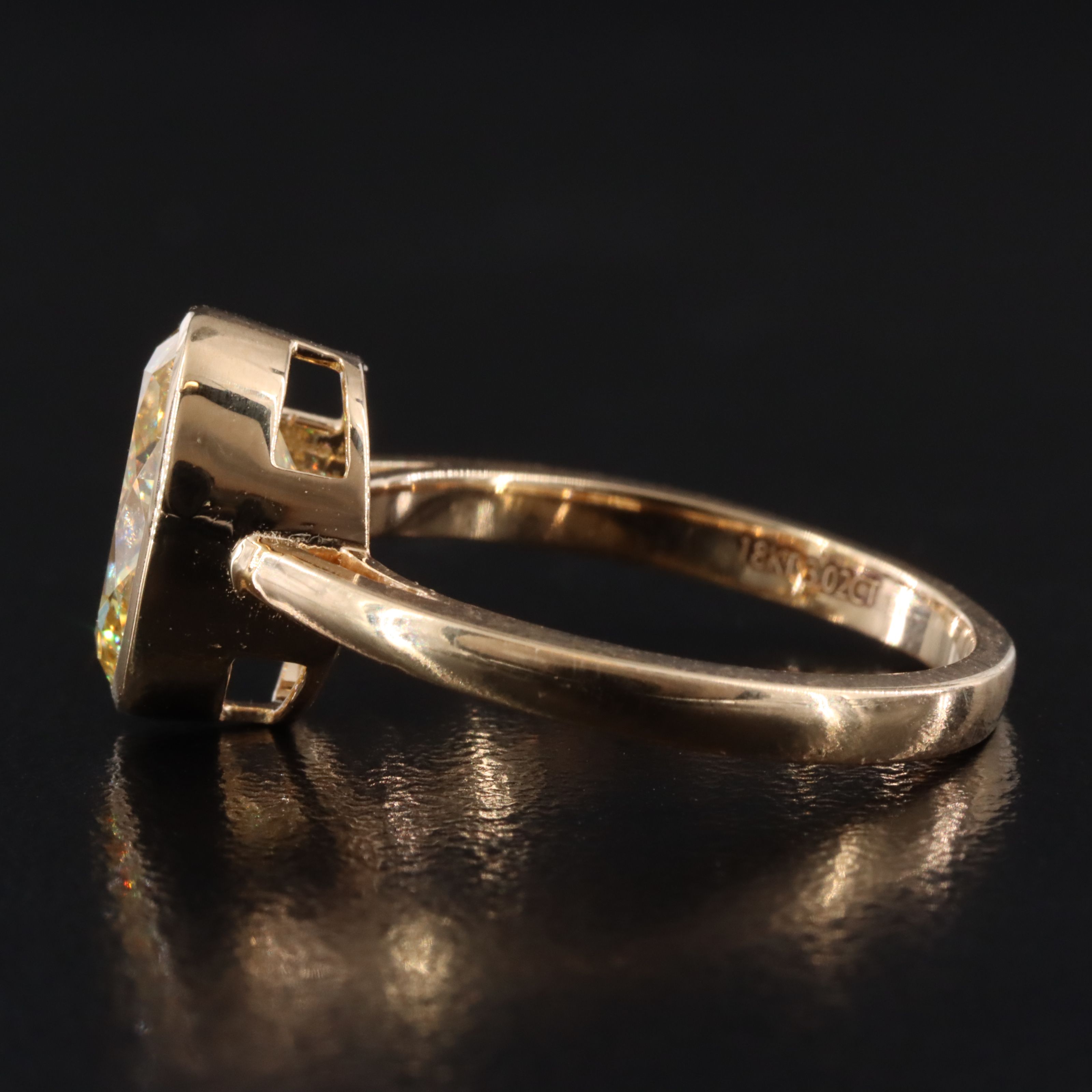 18K 3.02 CTW Fancy Intense Yellow Lab Grown Diamond Ring with IGI Report
