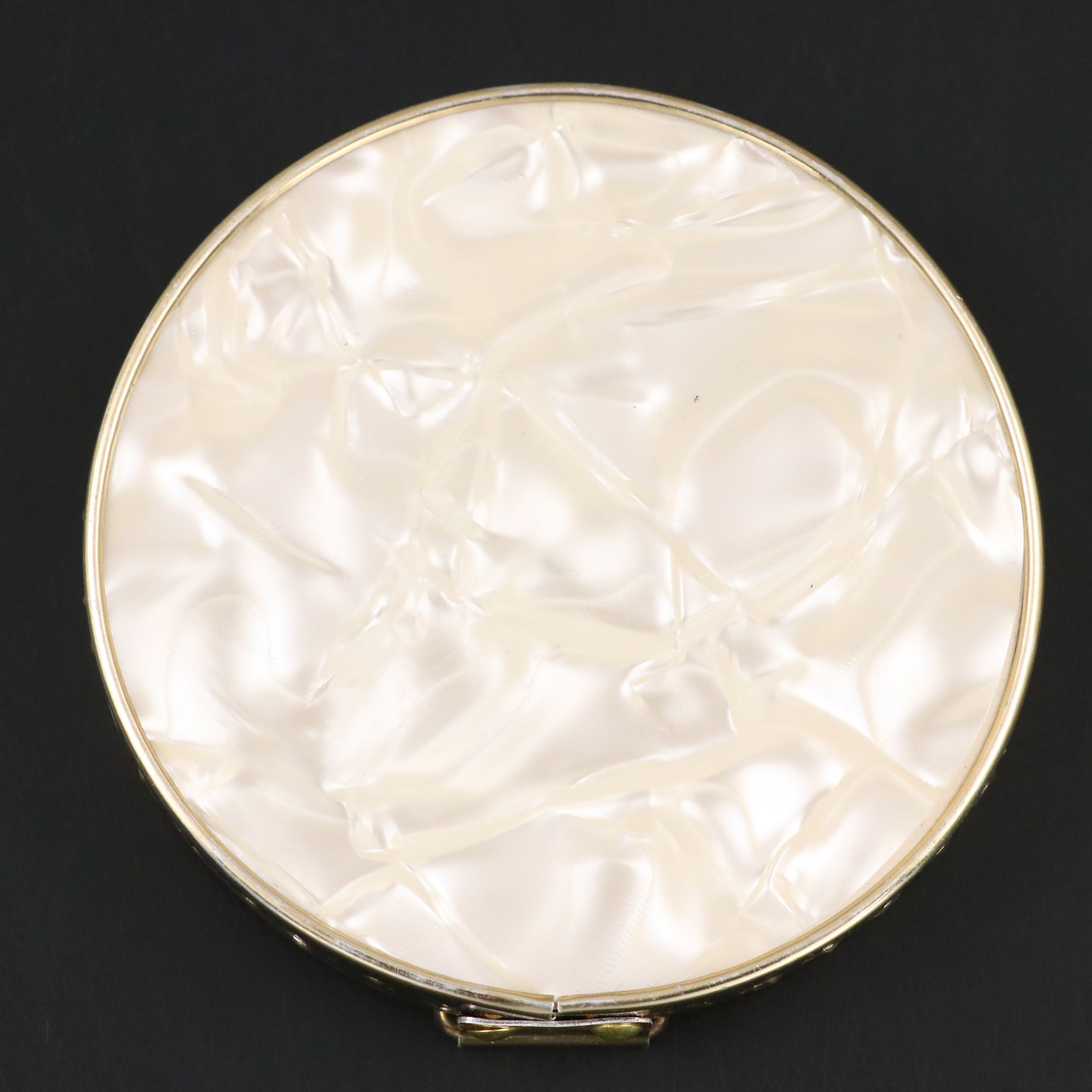 Max Factor Mother-of-Pearl and Brass Compact with Other Vintage Compact Mirror