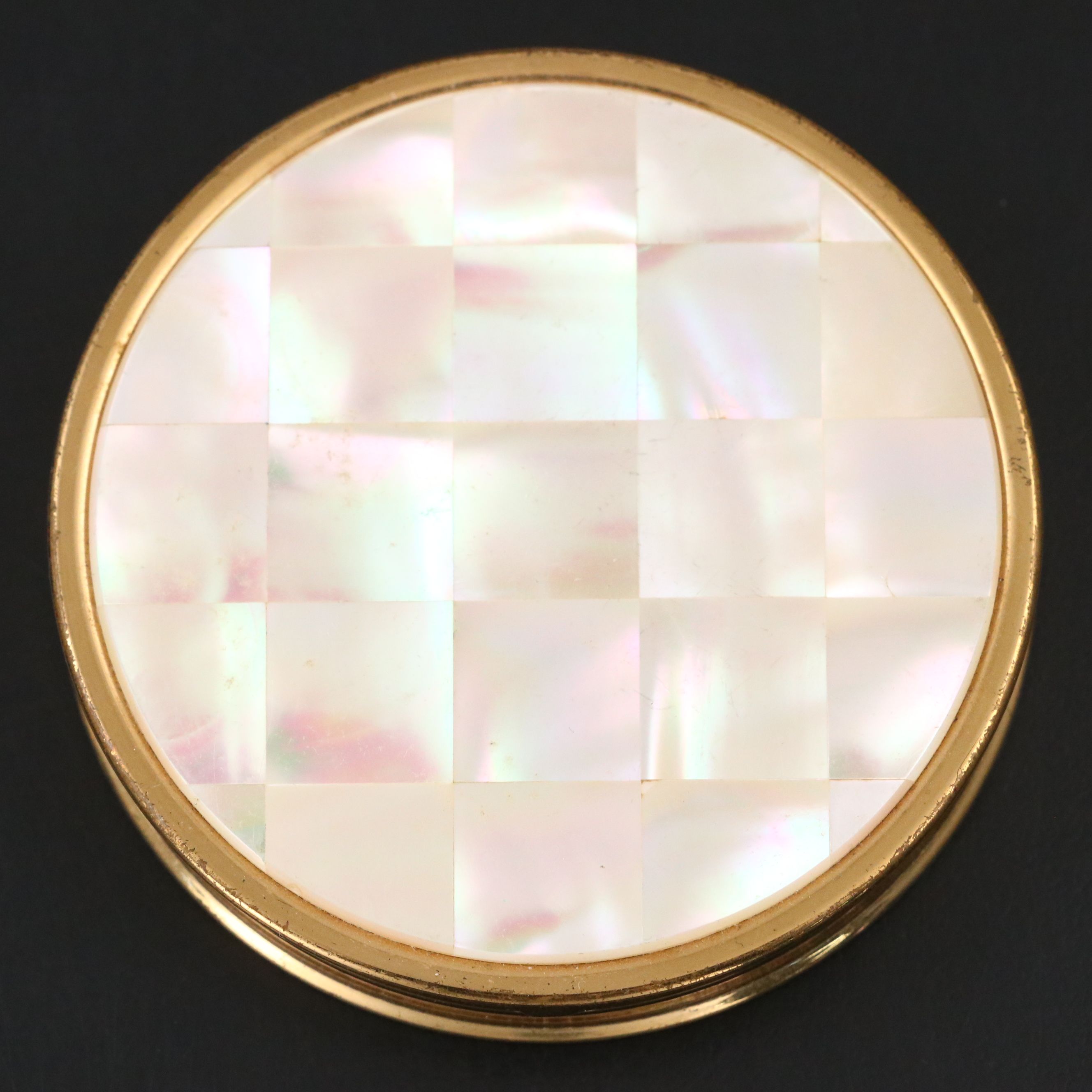 Max Factor Mother-of-Pearl and Brass Compact with Other Vintage Compact Mirror