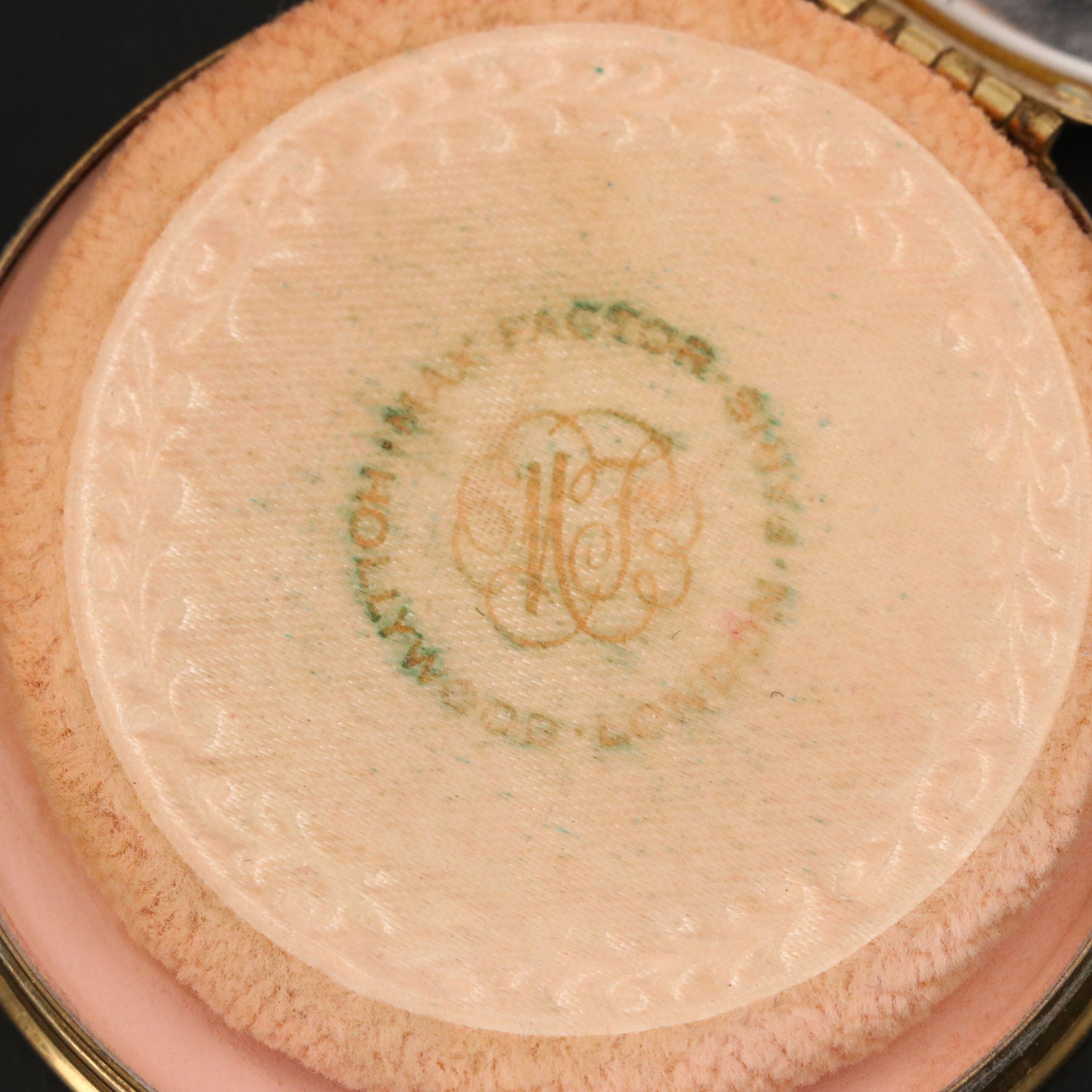 Max Factor Mother-of-Pearl and Brass Compact with Other Vintage Compact Mirror