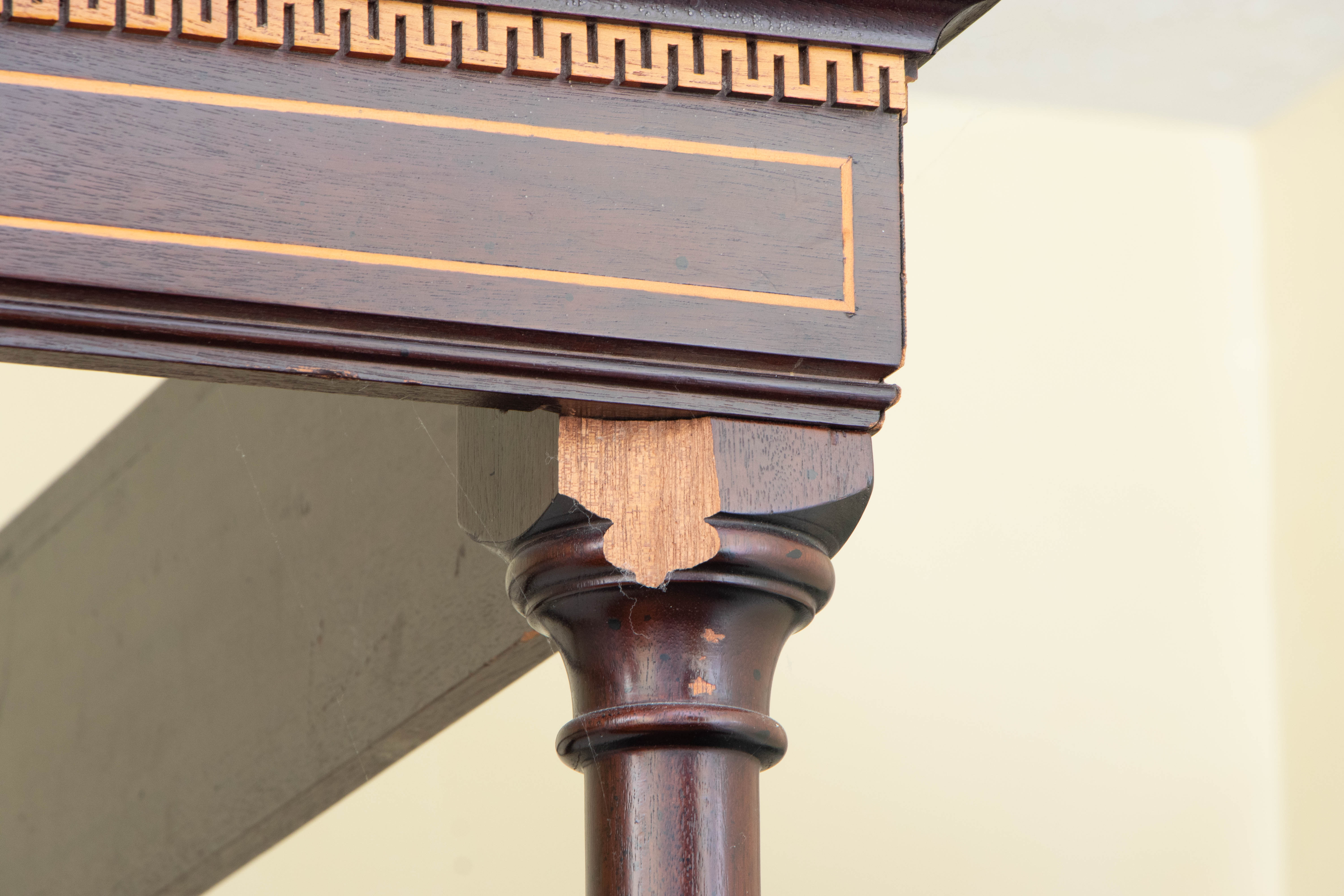 King Size Inlaid Wood Four Poster Bed Frame, Mid to Late 20th Century
