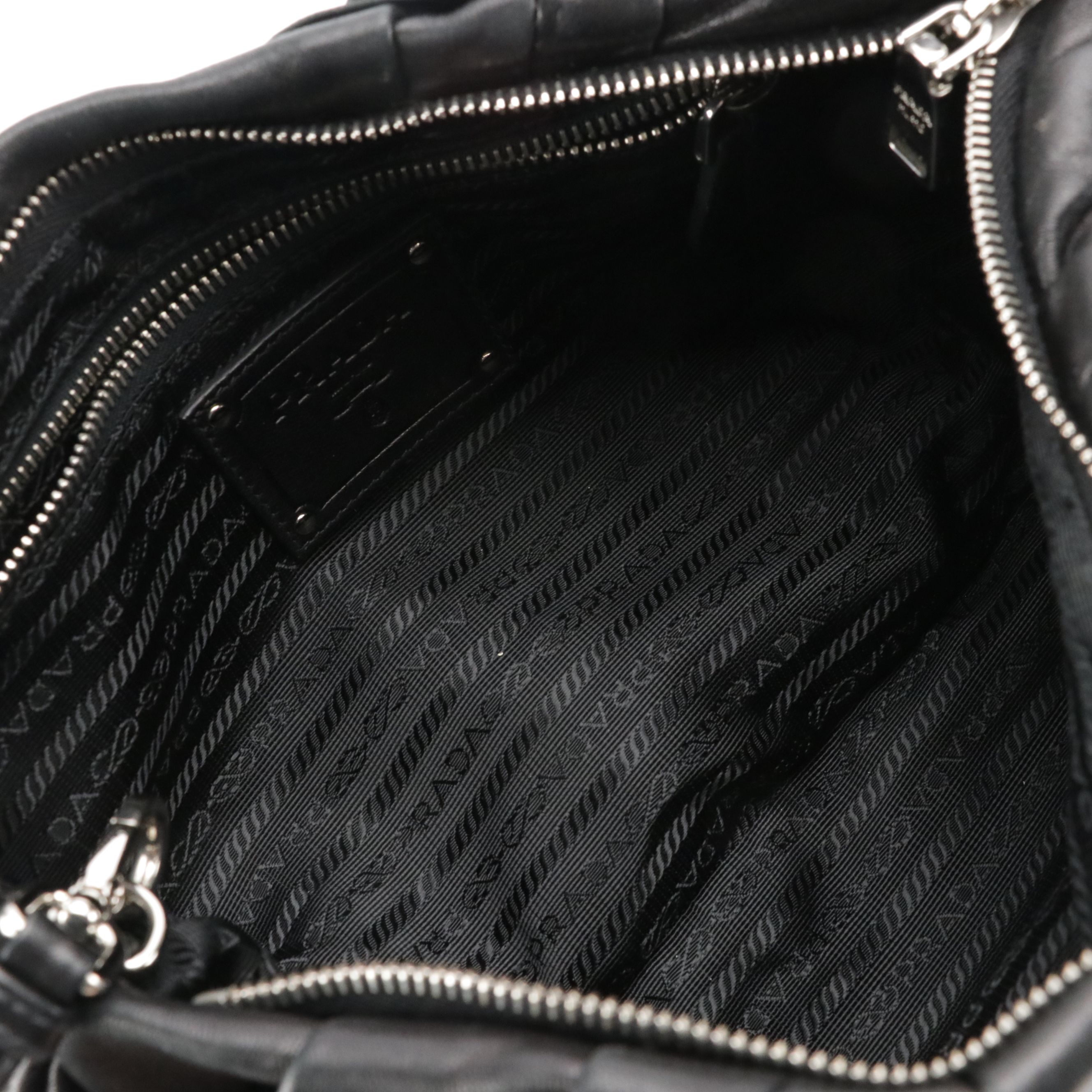 Prada Black Ruffled Lambskin Leather Shoulder Bag