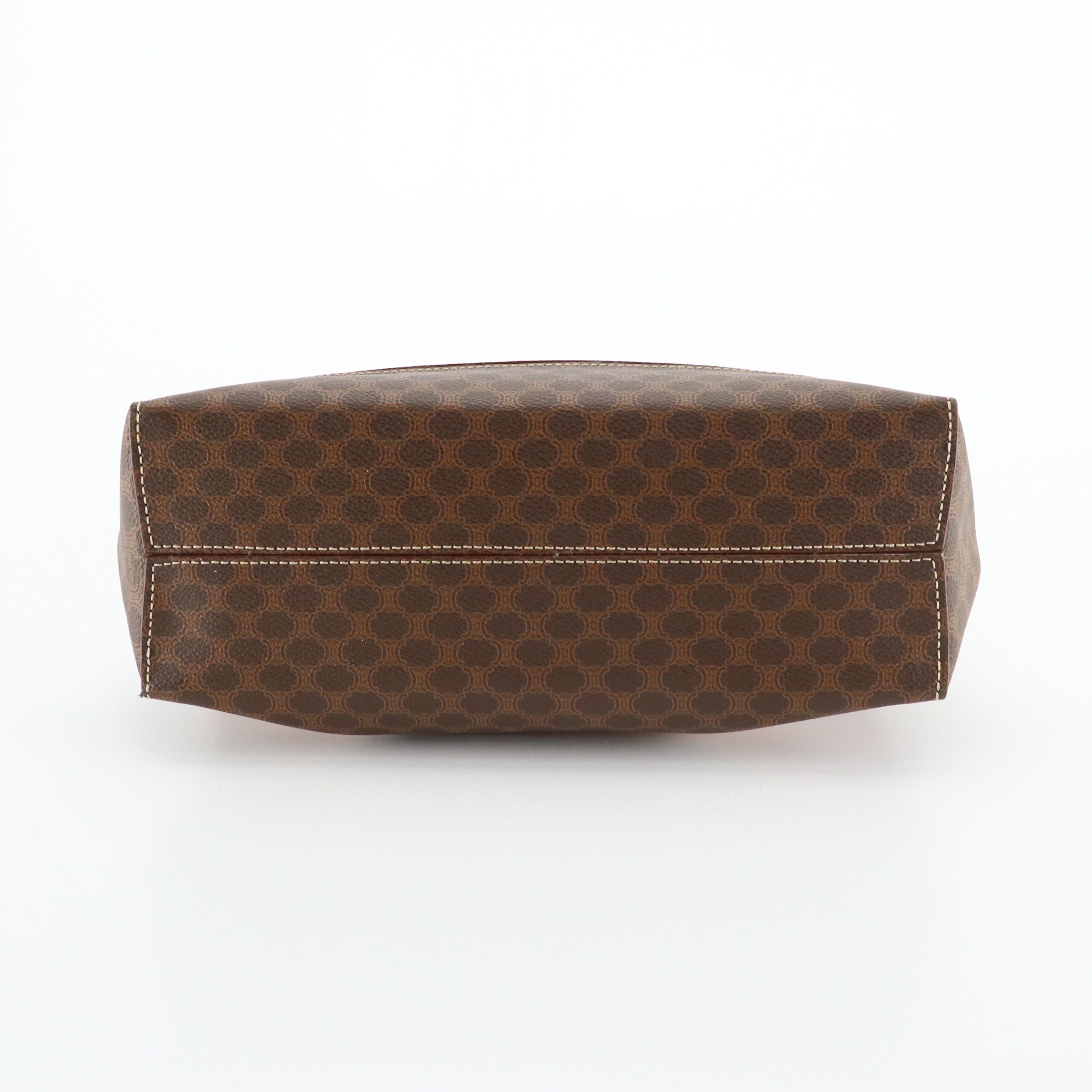 Celine Striped Handbag in Leather and Macadam Canvas