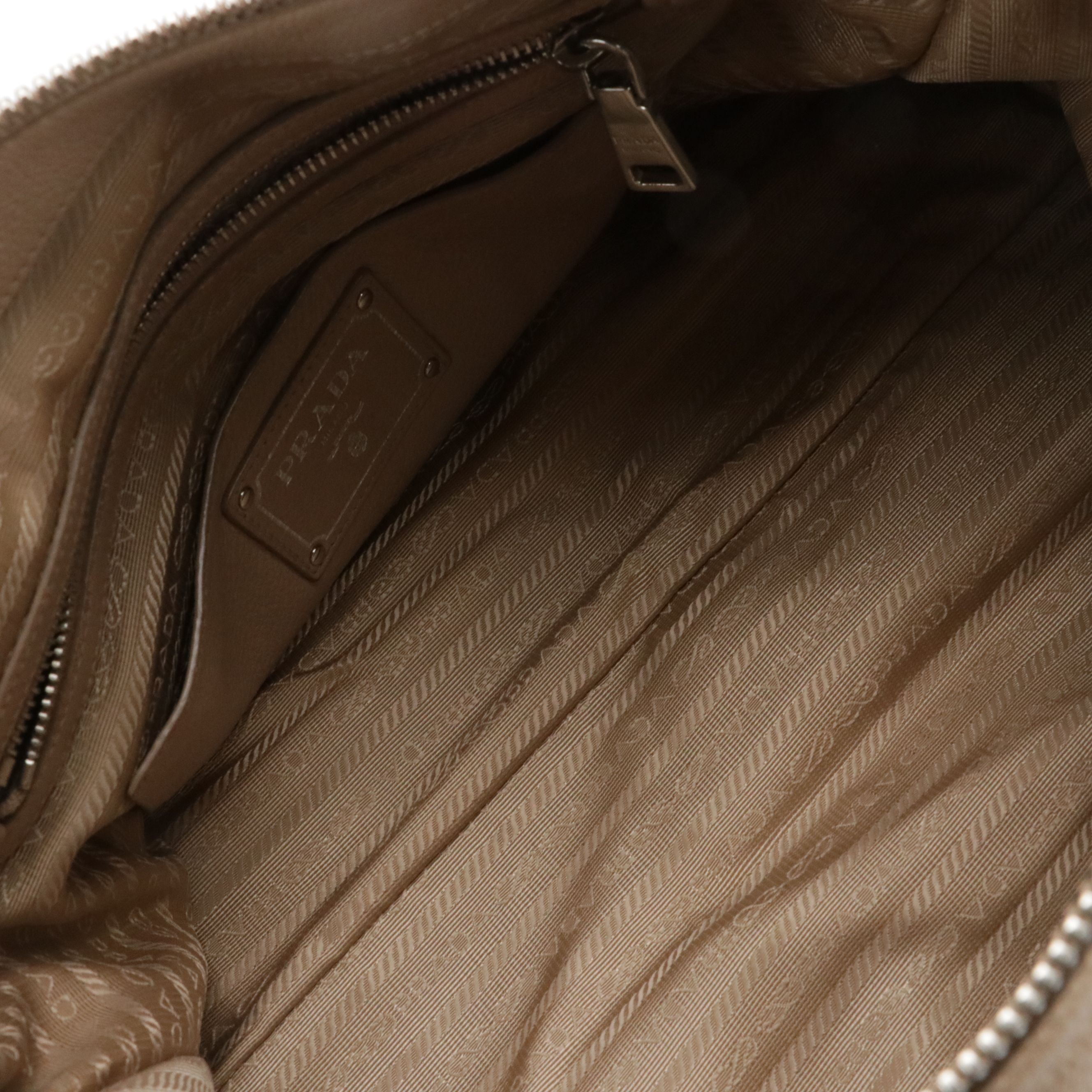 Prada Front Zip Top Handle Two-Way Bag in Vitello Daino Leather