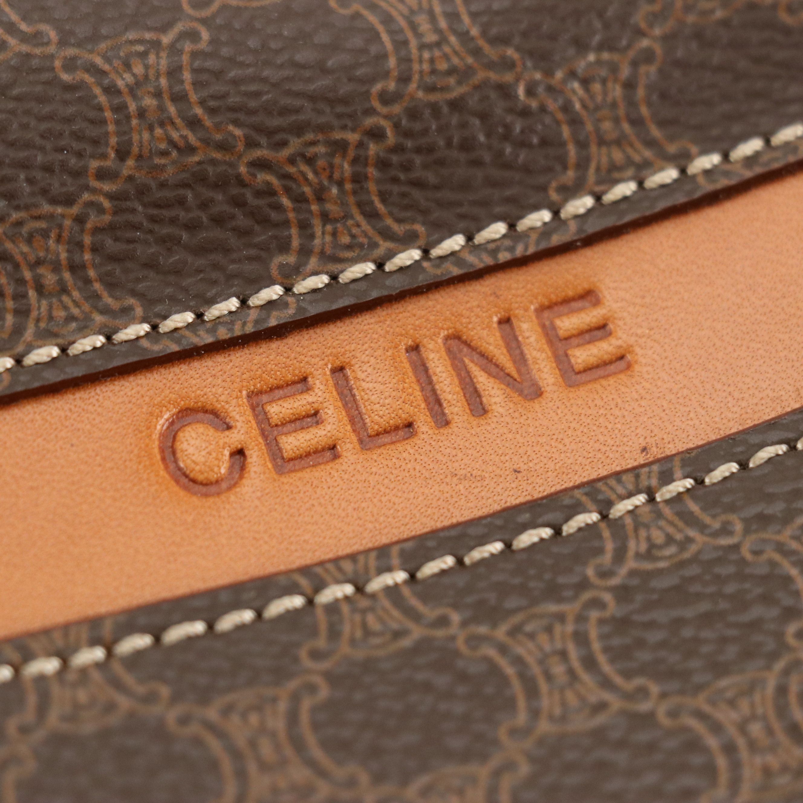 Celine Striped Handbag in Leather and Macadam Canvas