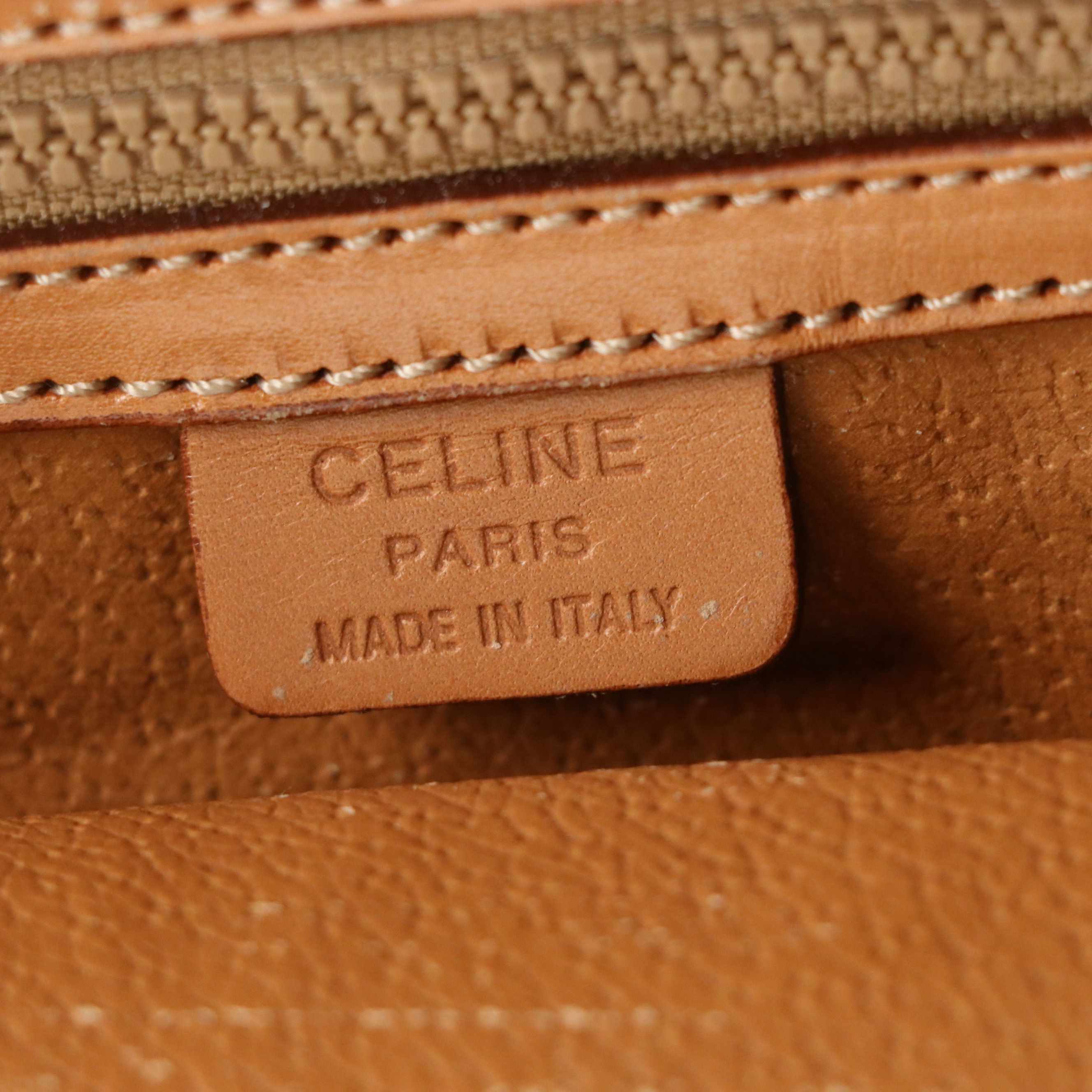 Celine Striped Handbag in Leather and Macadam Canvas