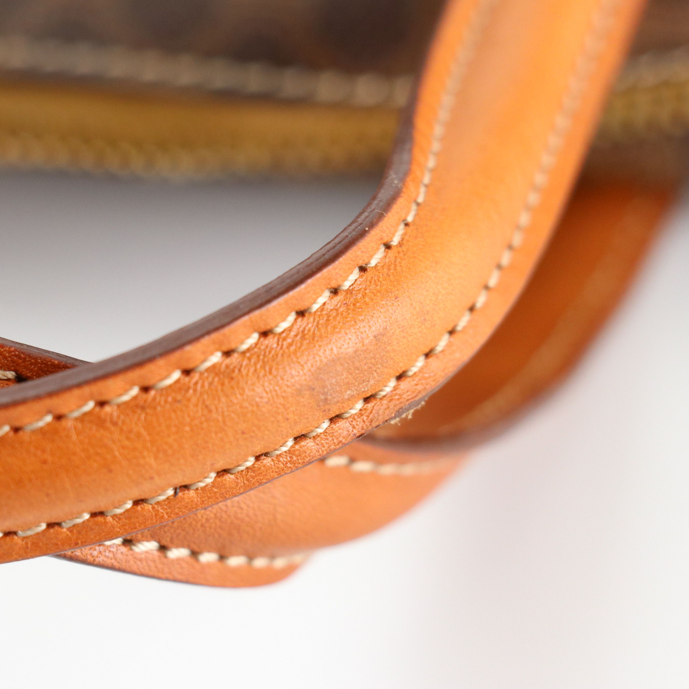 Celine Striped Handbag in Leather and Macadam Canvas