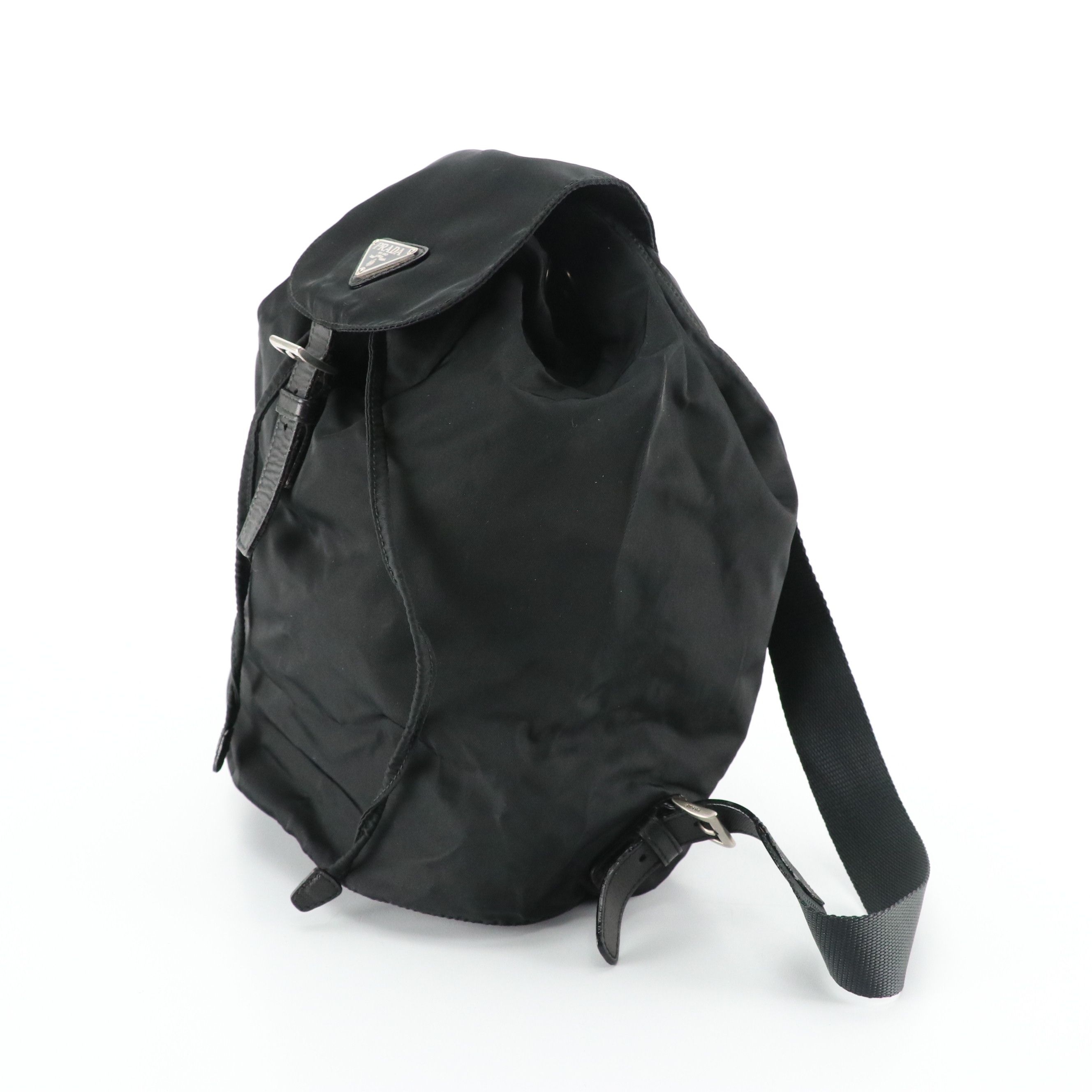 Prada Drawstring Backpack in Black Tessuto Nylon with Leather Accents
