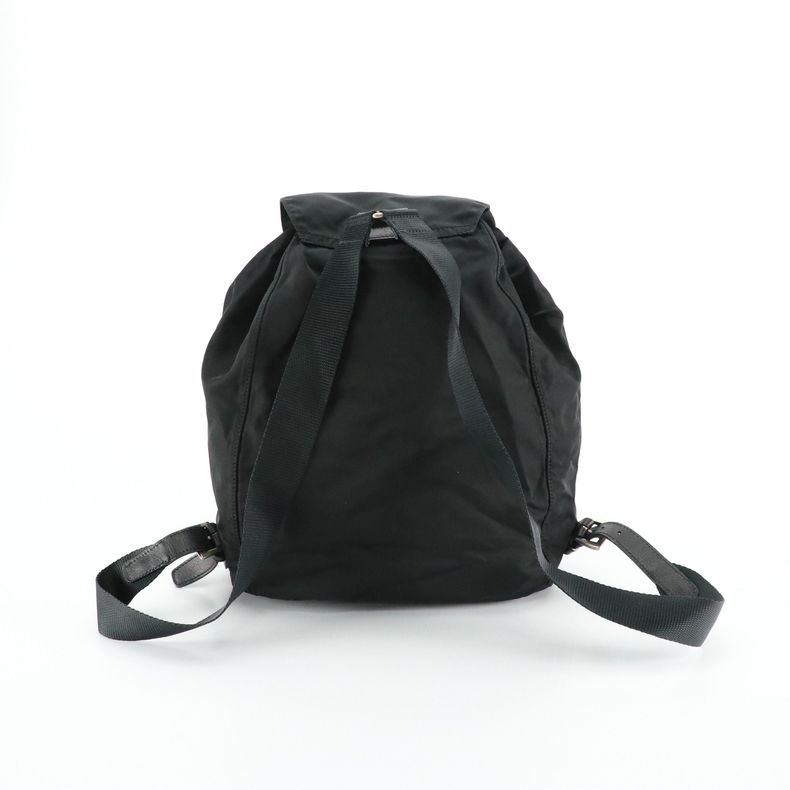 Prada Drawstring Backpack in Black Tessuto Nylon with Leather Accents