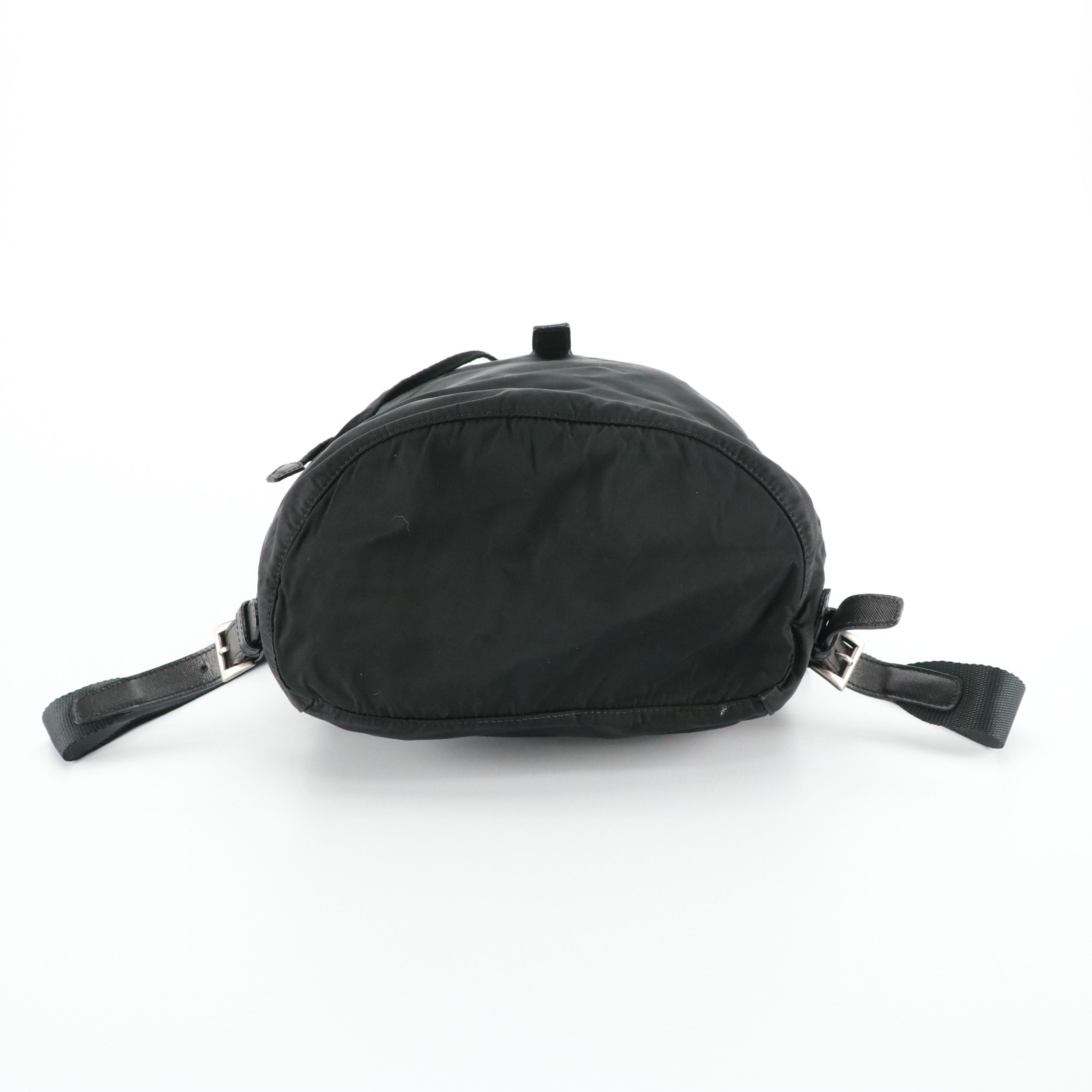 Prada Drawstring Backpack in Black Tessuto Nylon with Leather Accents