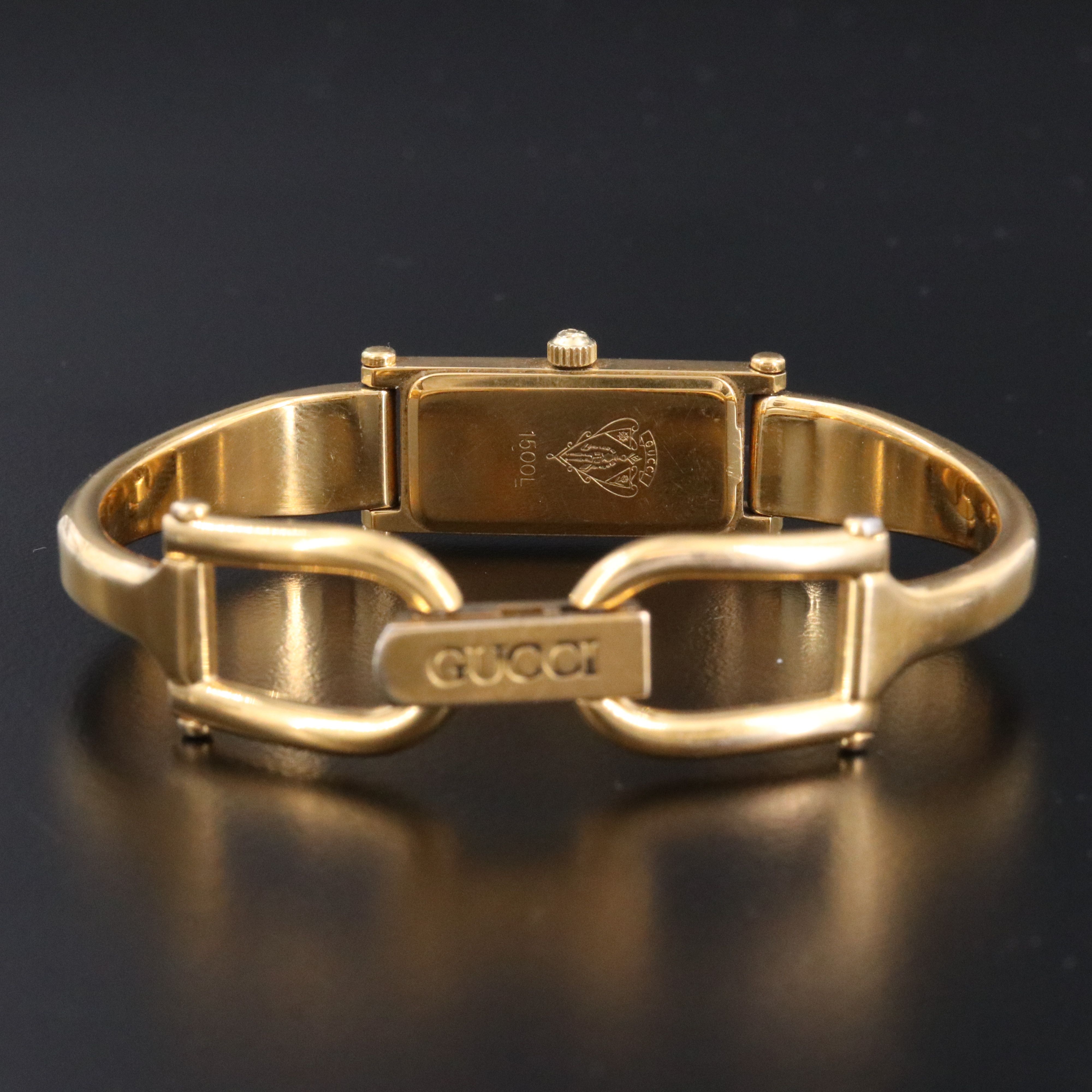 Gucci 1500L Gold Plated Horse Bit Bangle Watch