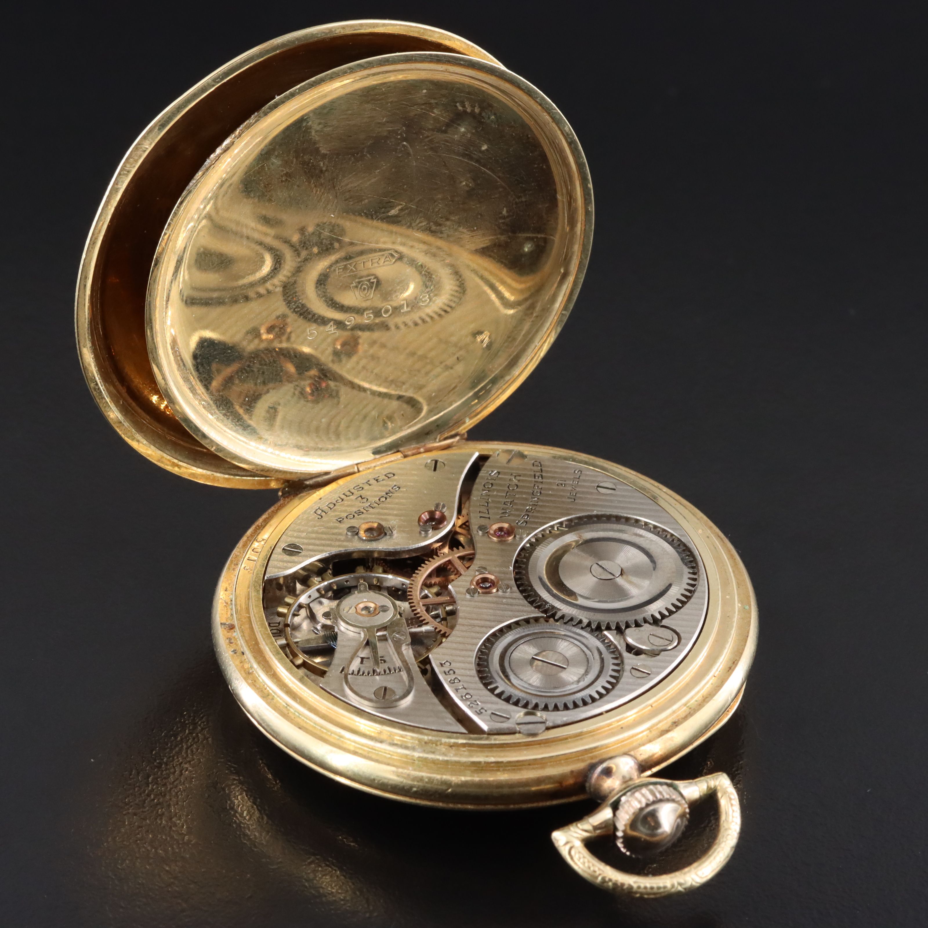 Illinois Art Deco Gold-Filled Open Face Pocket Watch