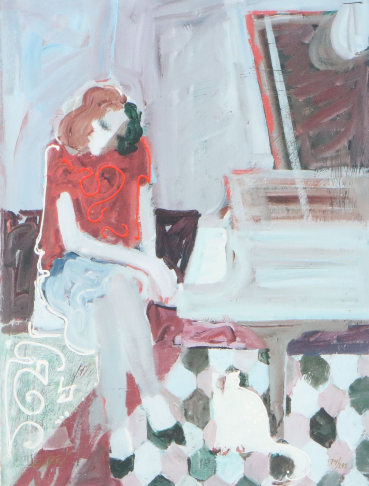 Mahmood Sabzi Giclée of Woman Sitting at Piano