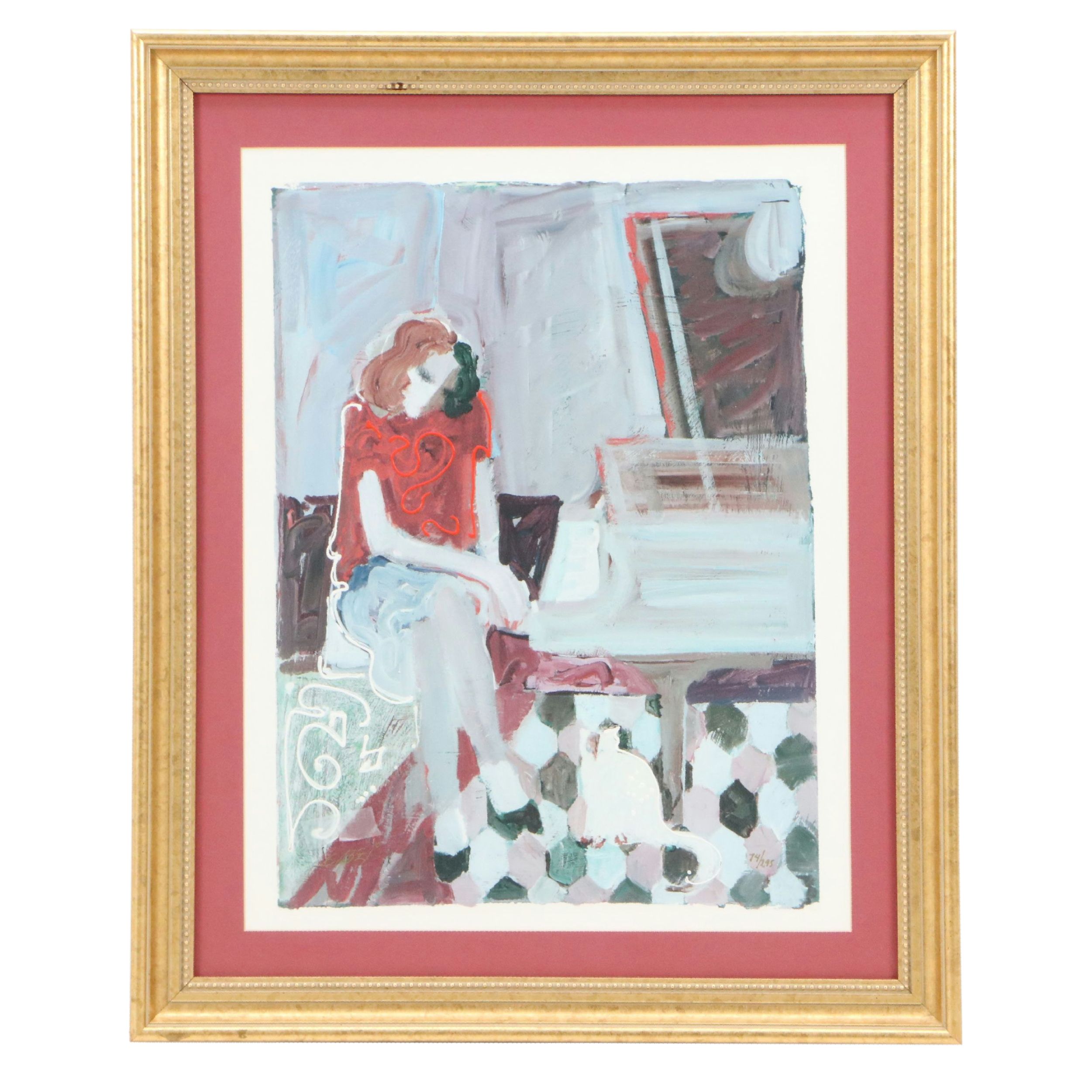 Mahmood Sabzi Giclée of Woman Sitting at Piano