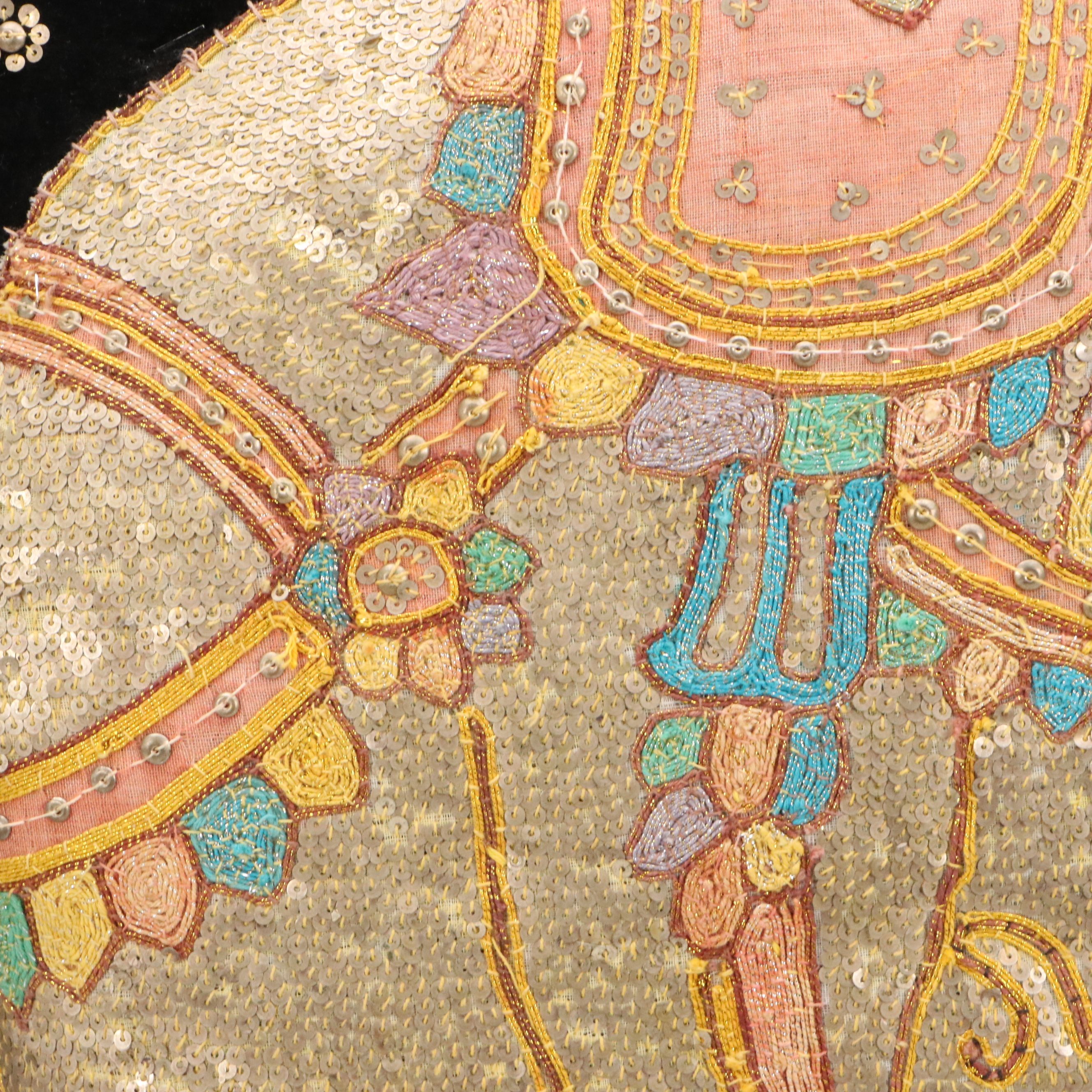 Thai Hand-Stitched and Embroidered Kalaga Panel of Elephant