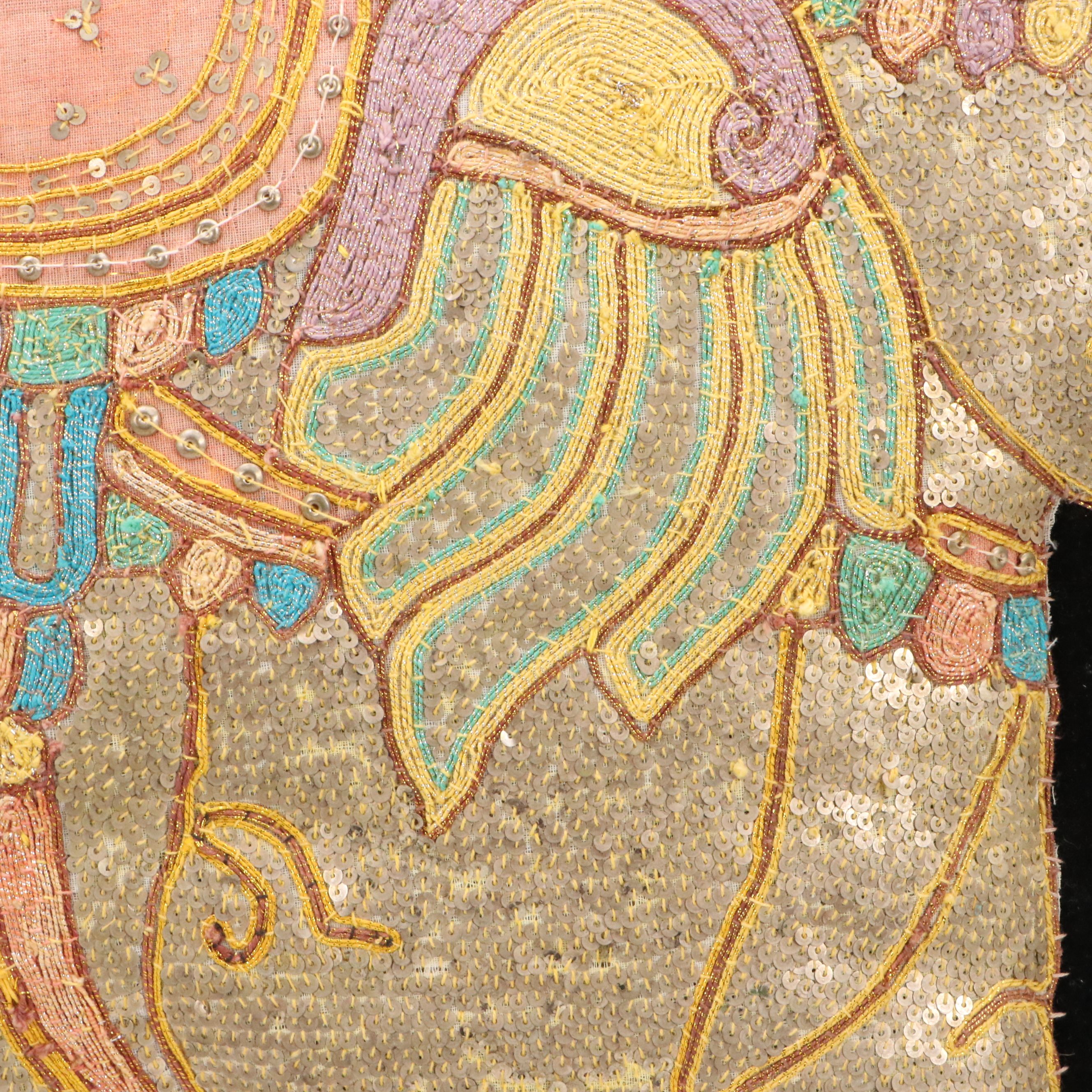 Thai Hand-Stitched and Embroidered Kalaga Panel of Elephant