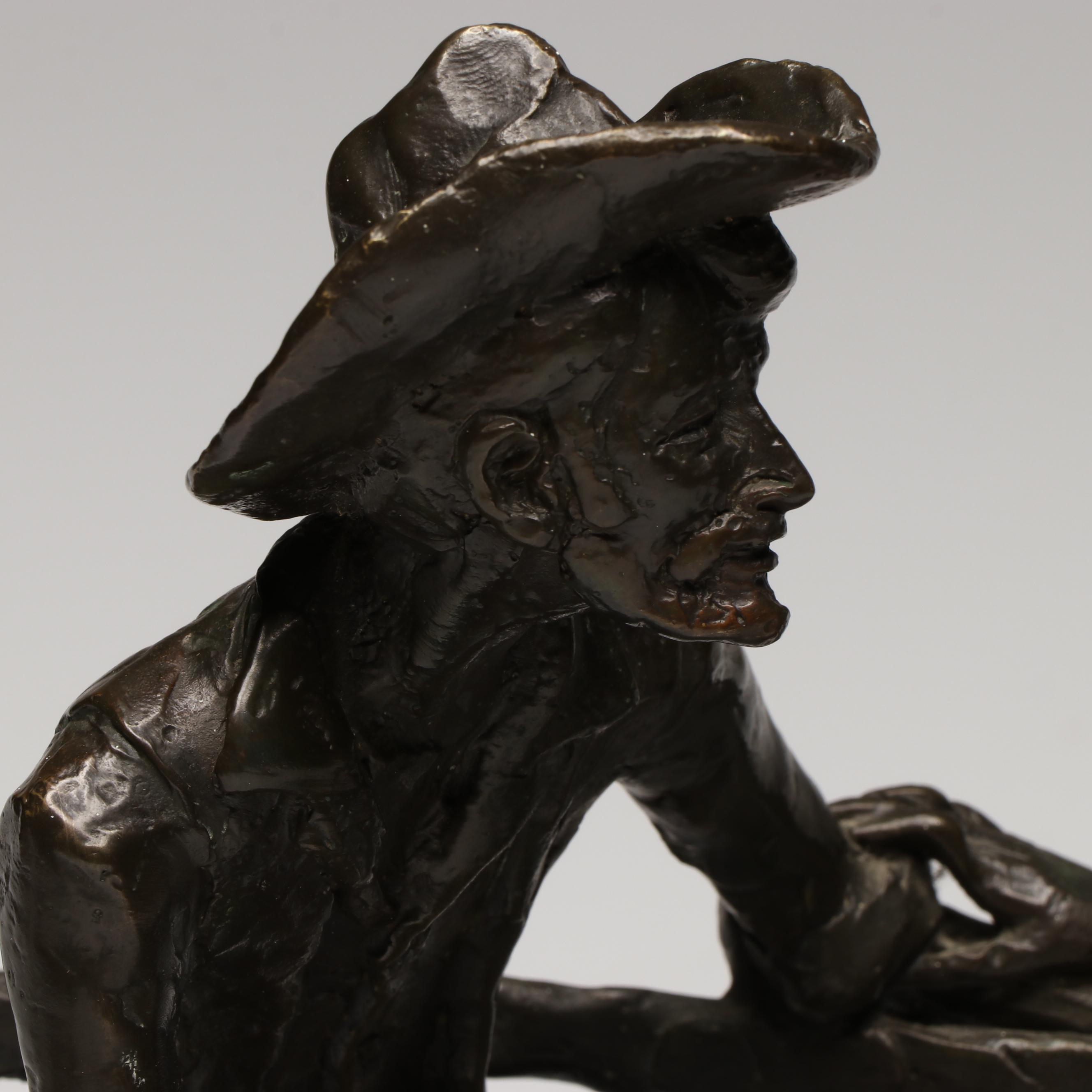 Bernard Kim Modernist Bronze "The Bench" Seated Family Sculpture