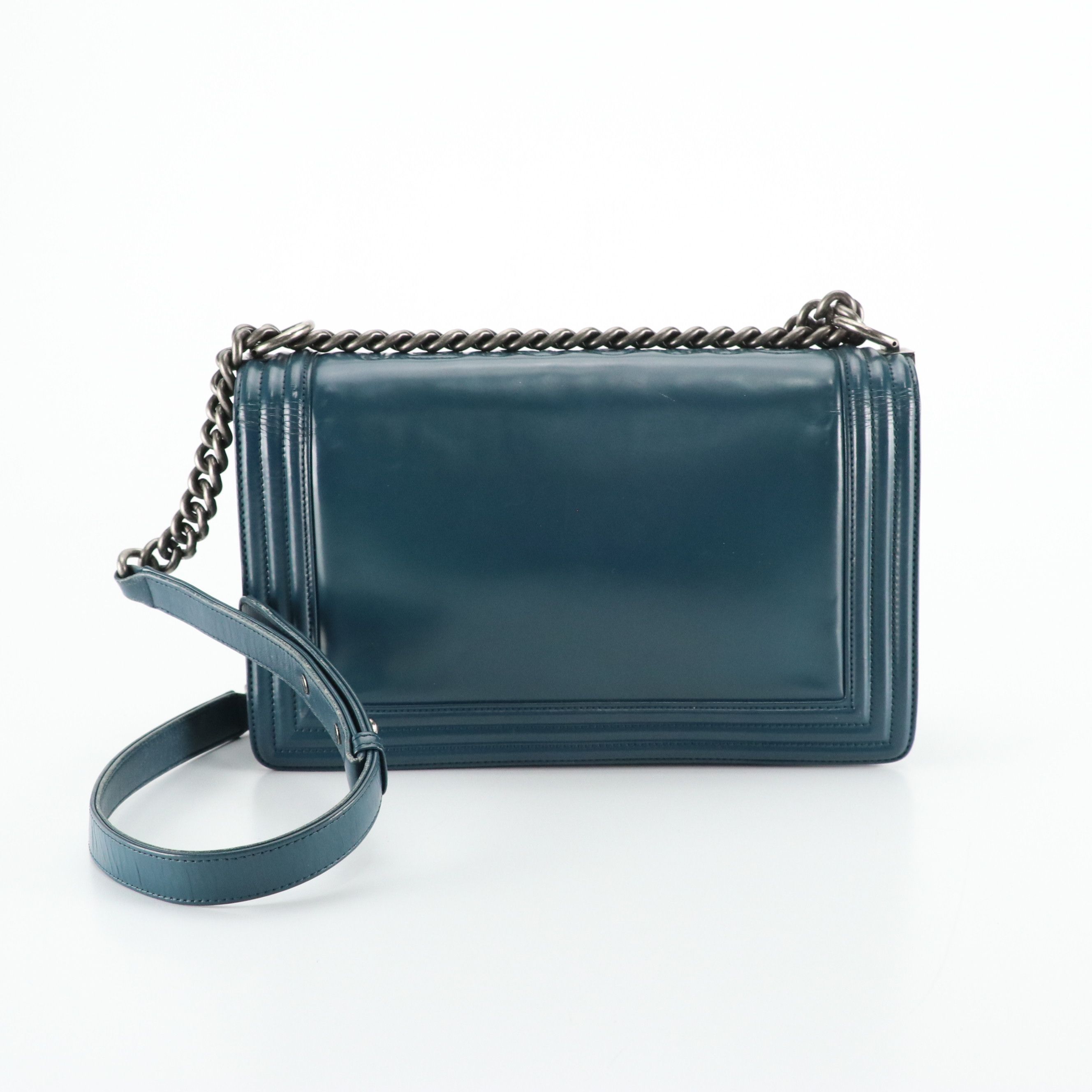 Chanel Medium Flap Boy Bag in Teal Blue Glazed Calfskin Leather