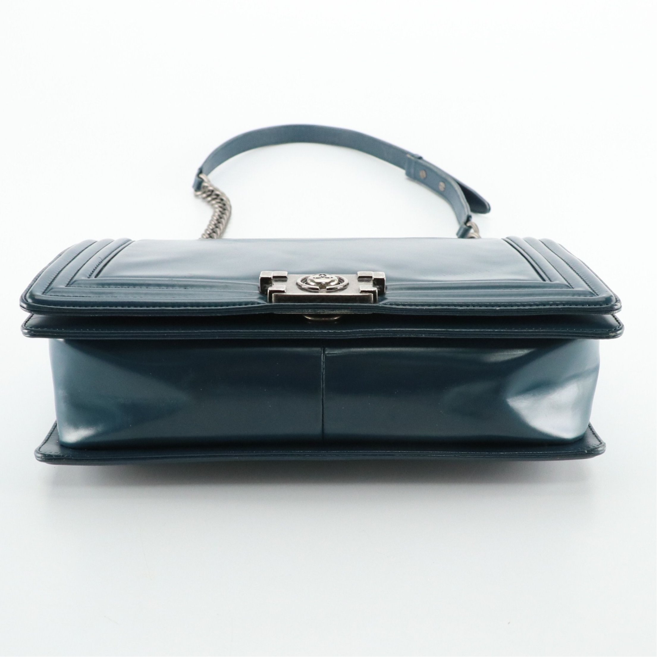 Chanel Medium Flap Boy Bag in Teal Blue Glazed Calfskin Leather