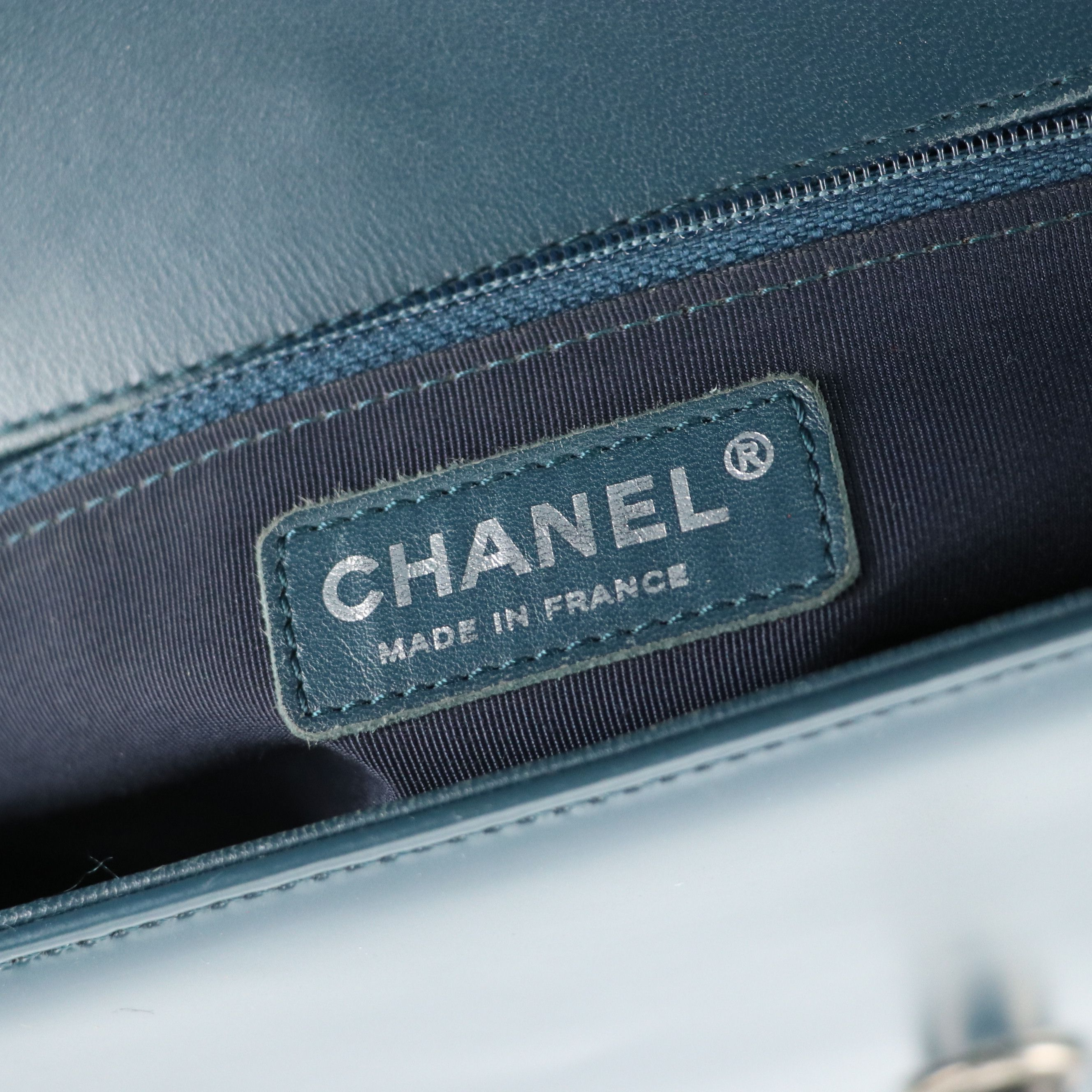 Chanel Medium Flap Boy Bag in Teal Blue Glazed Calfskin Leather