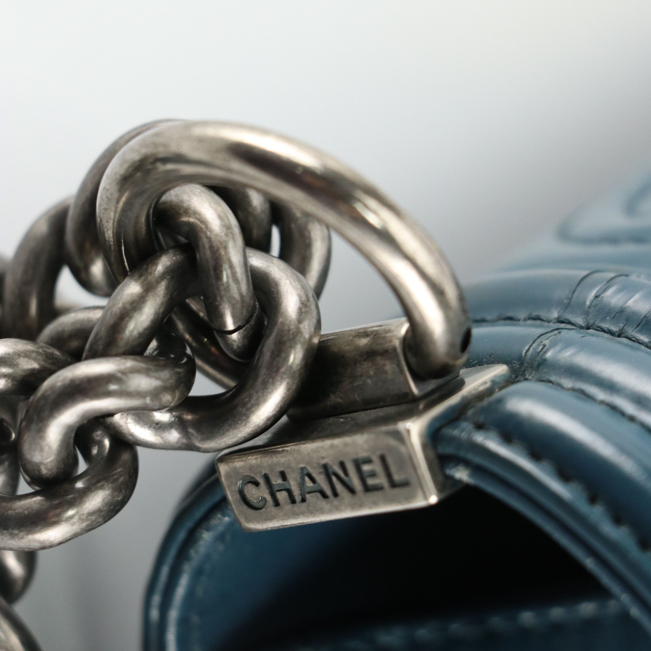 Chanel Medium Flap Boy Bag in Teal Blue Glazed Calfskin Leather