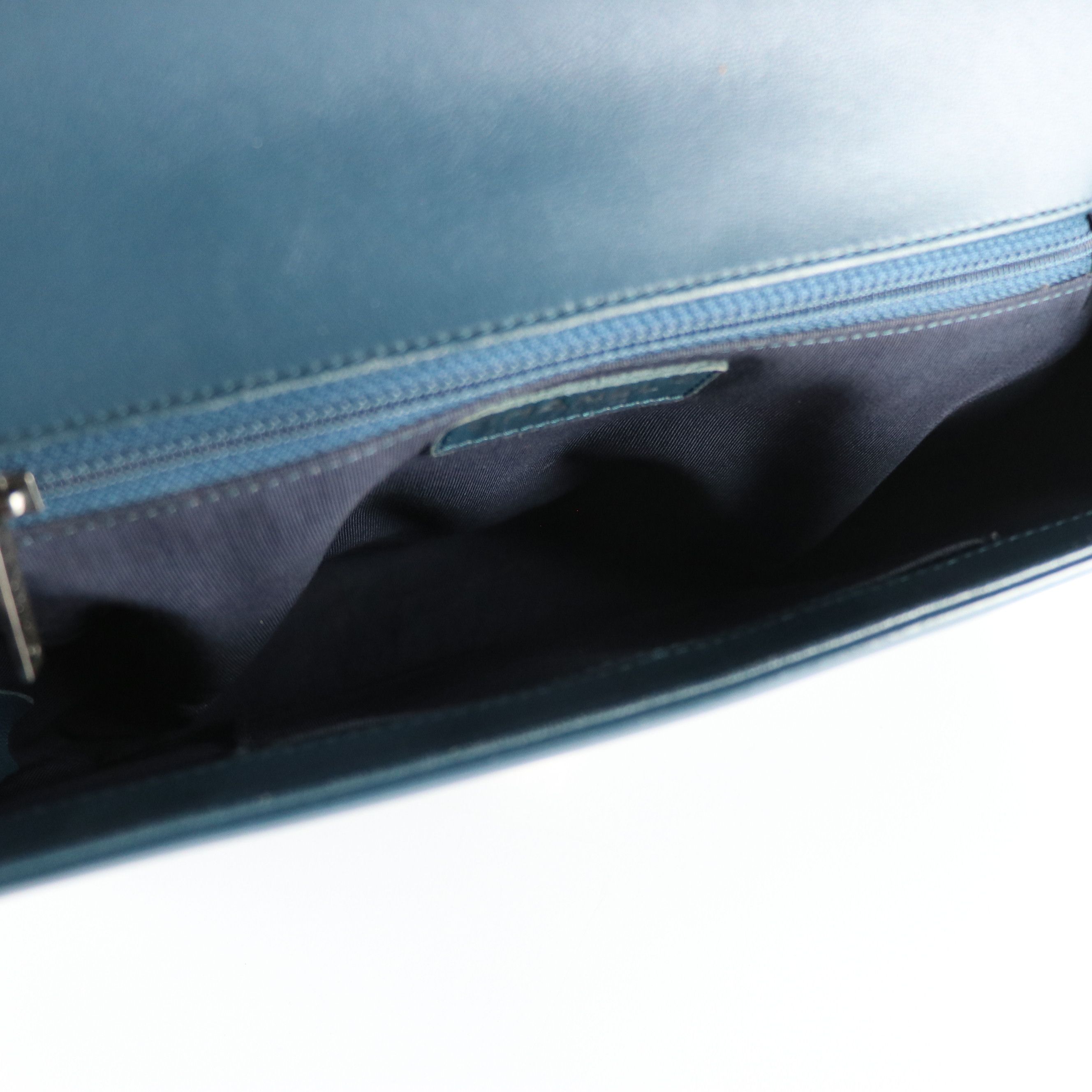 Chanel Medium Flap Boy Bag in Teal Blue Glazed Calfskin Leather