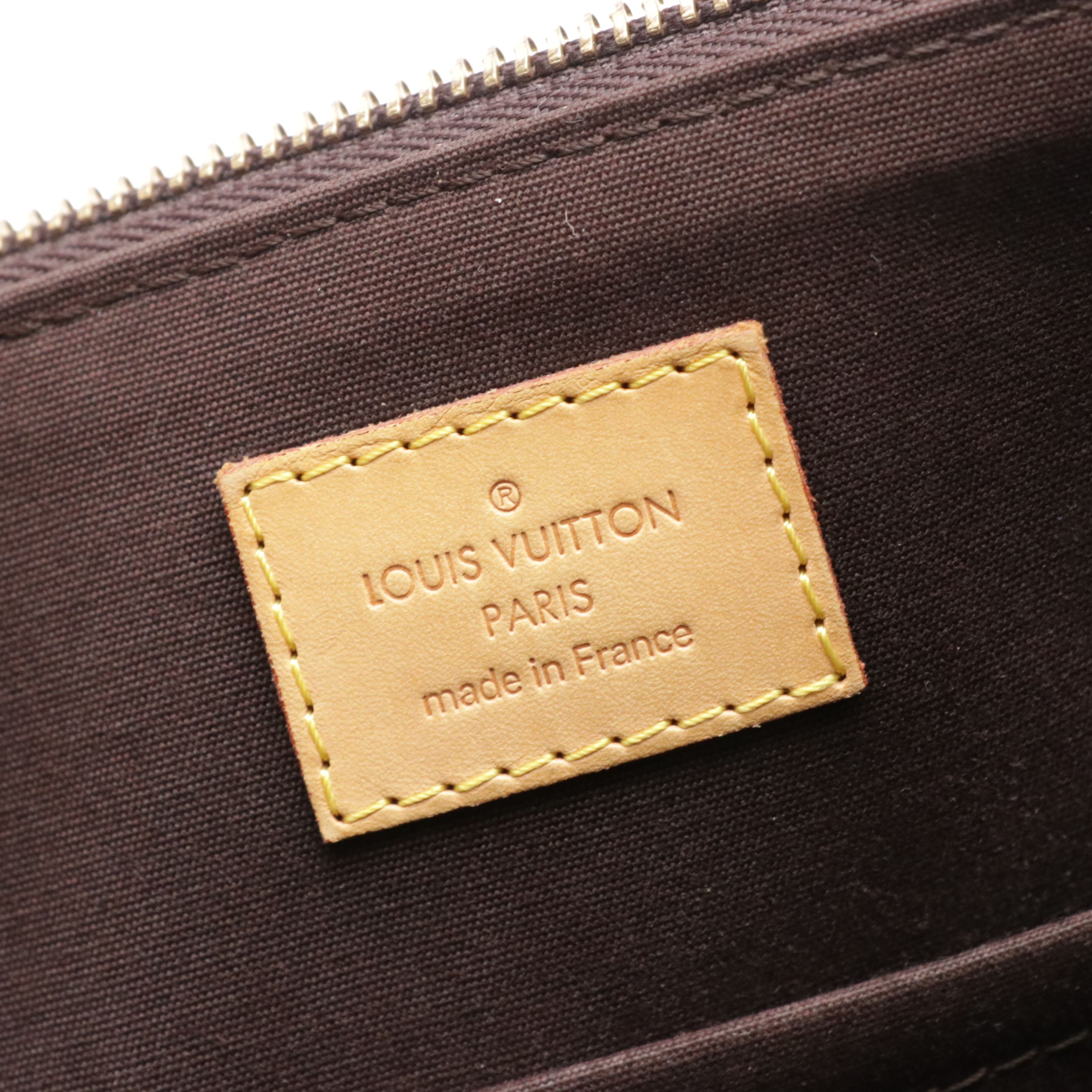 Louis Vuitton Bellevue Tote Bag in Amarante Monogram Vernis and Vachetta Leather