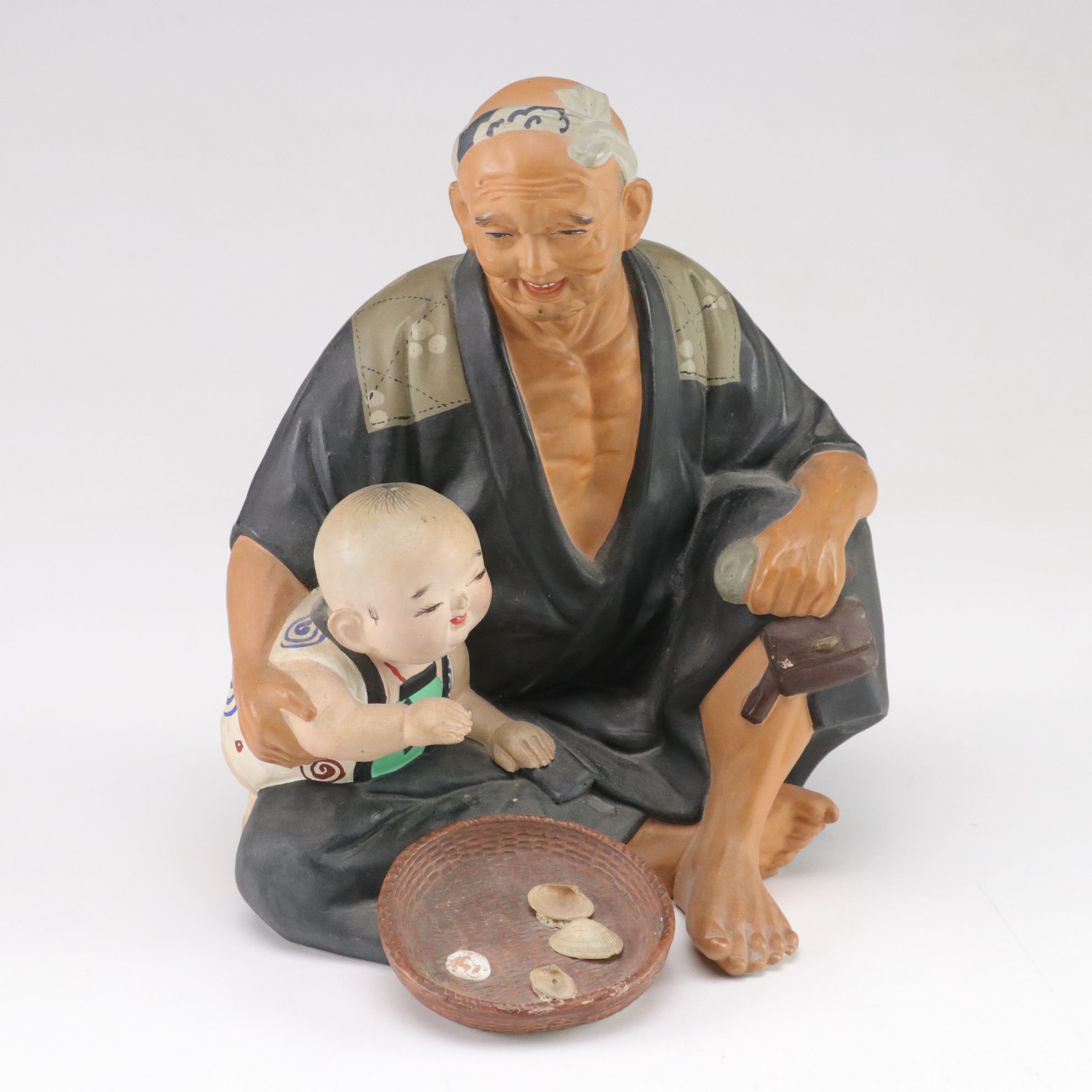 Hakata Urasaki Japanese Clay Figures, Mid-20th Century