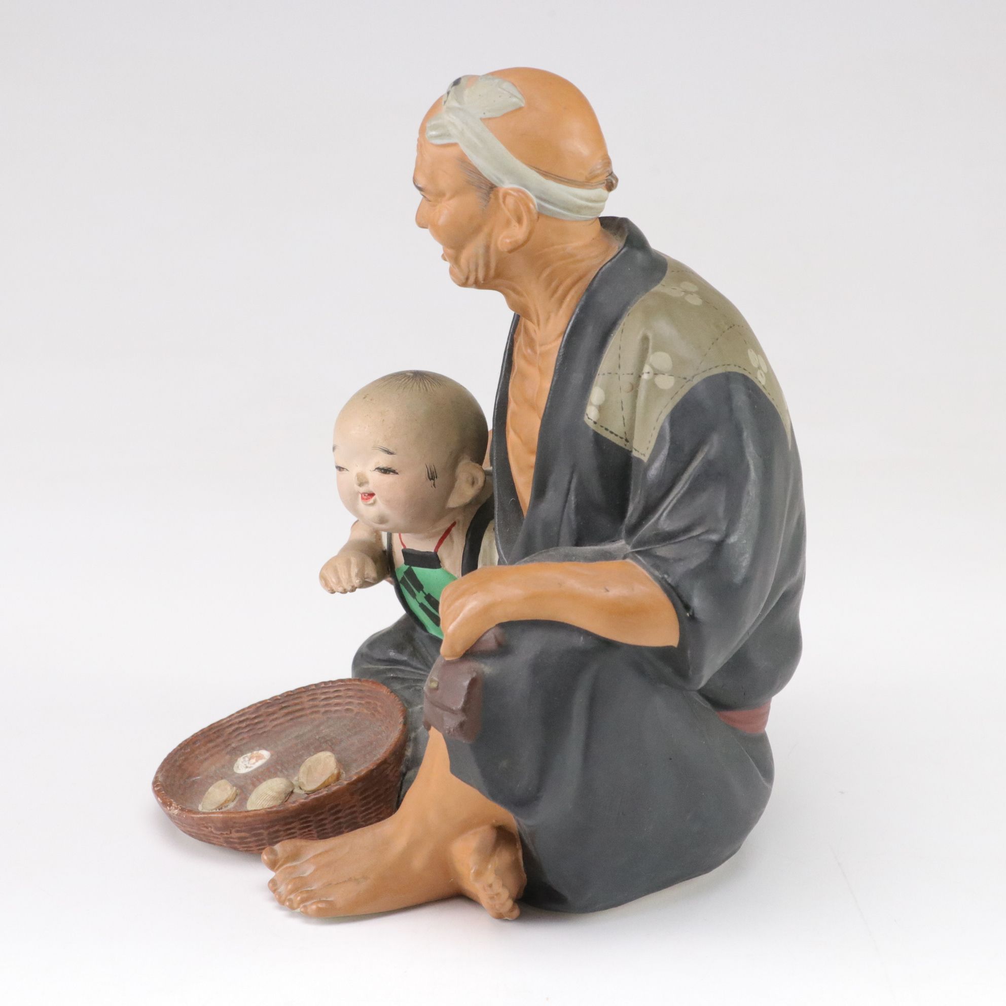 Hakata Urasaki Japanese Clay Figures, Mid-20th Century