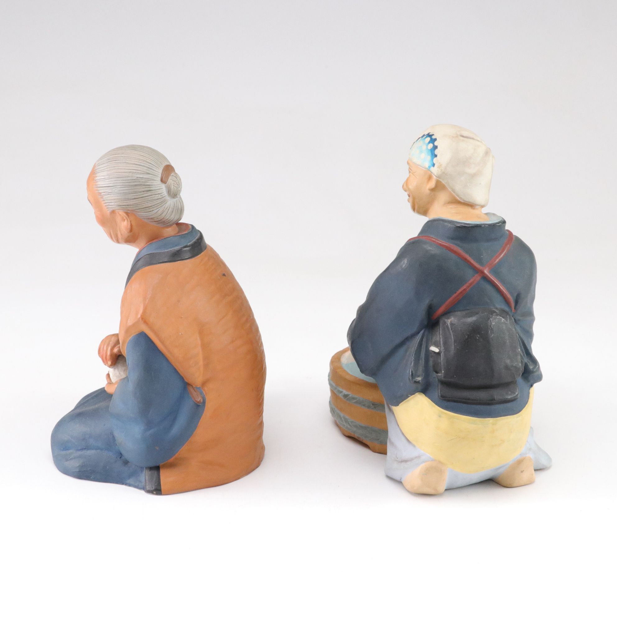 Hakata Urasaki Japanese Clay Figures, Mid-20th Century