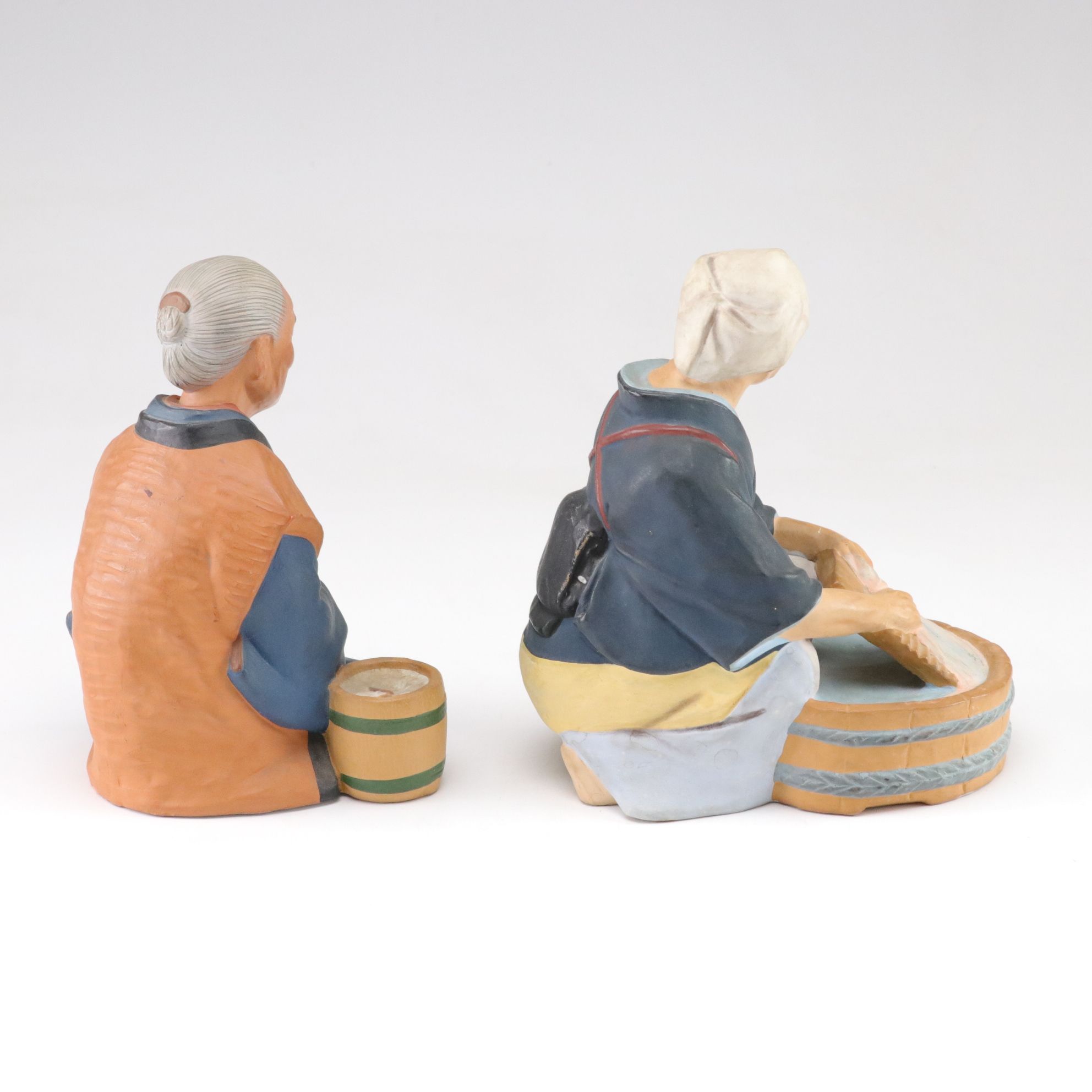 Hakata Urasaki Japanese Clay Figures, Mid-20th Century