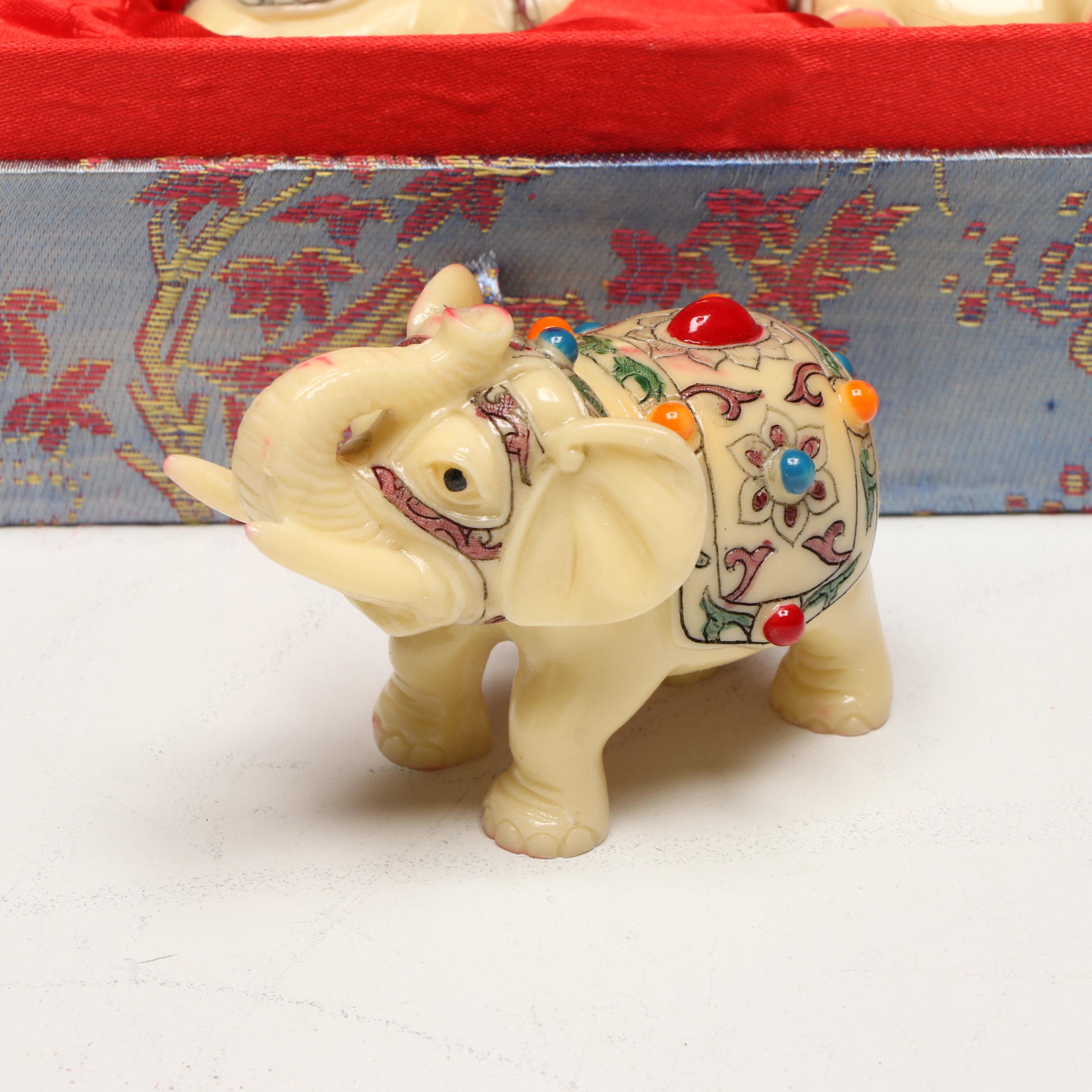 Yi Lin Chinese Resin Elephant Figures