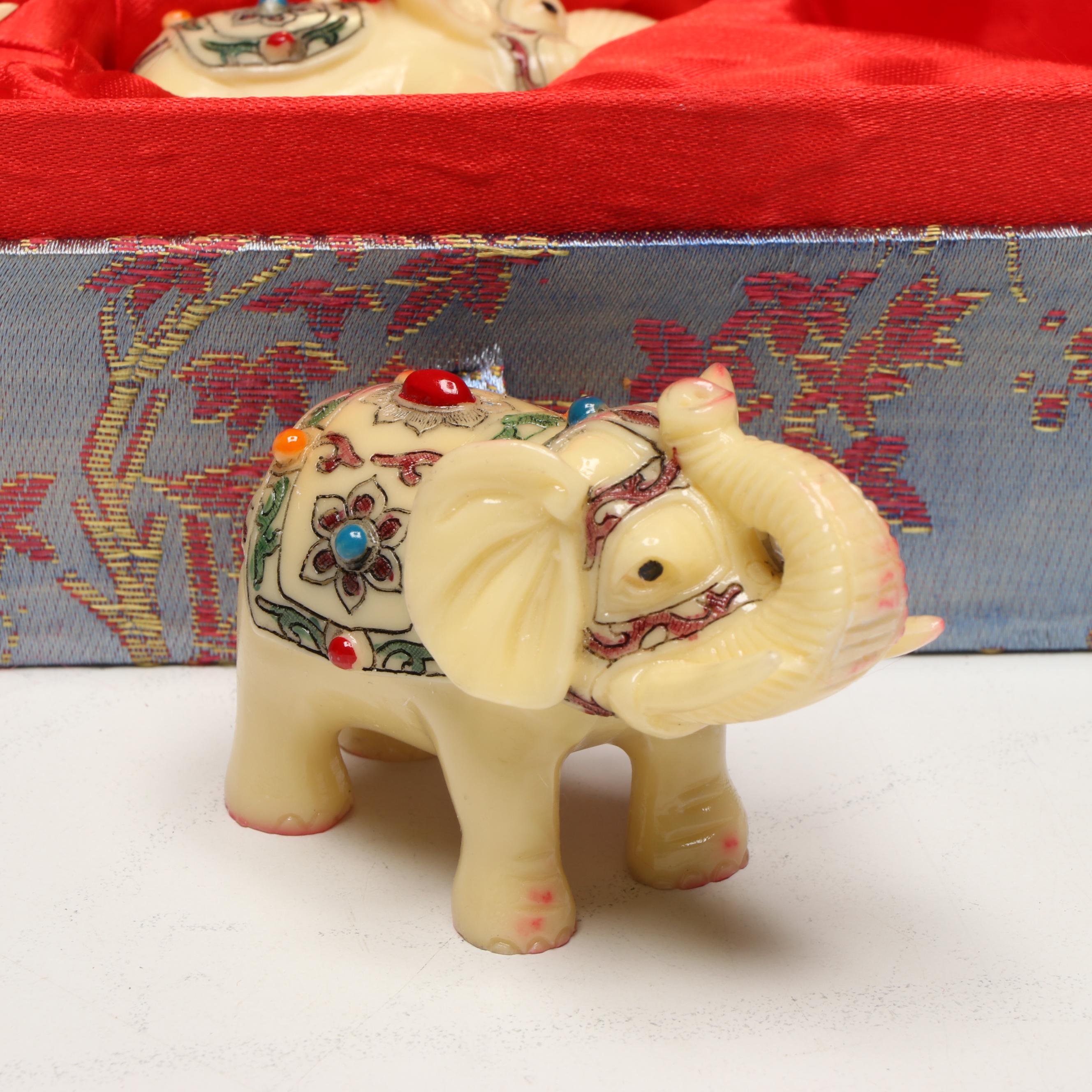 Yi Lin Chinese Resin Elephant Figures