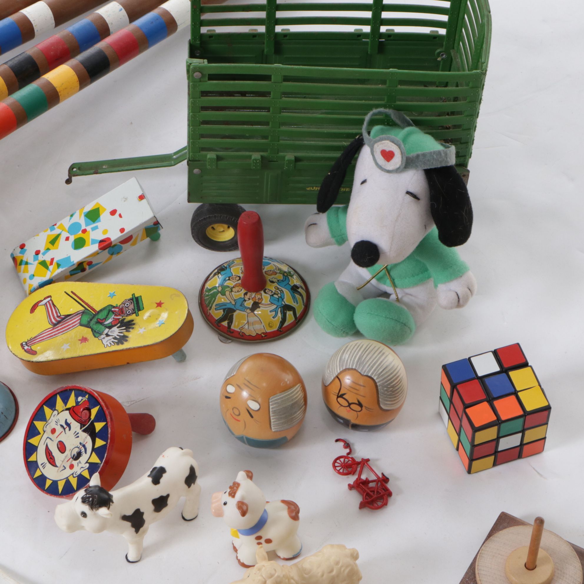 Wooden Croquet Set, Tin-Litho Toys, John Deere Wagon, and More Toys