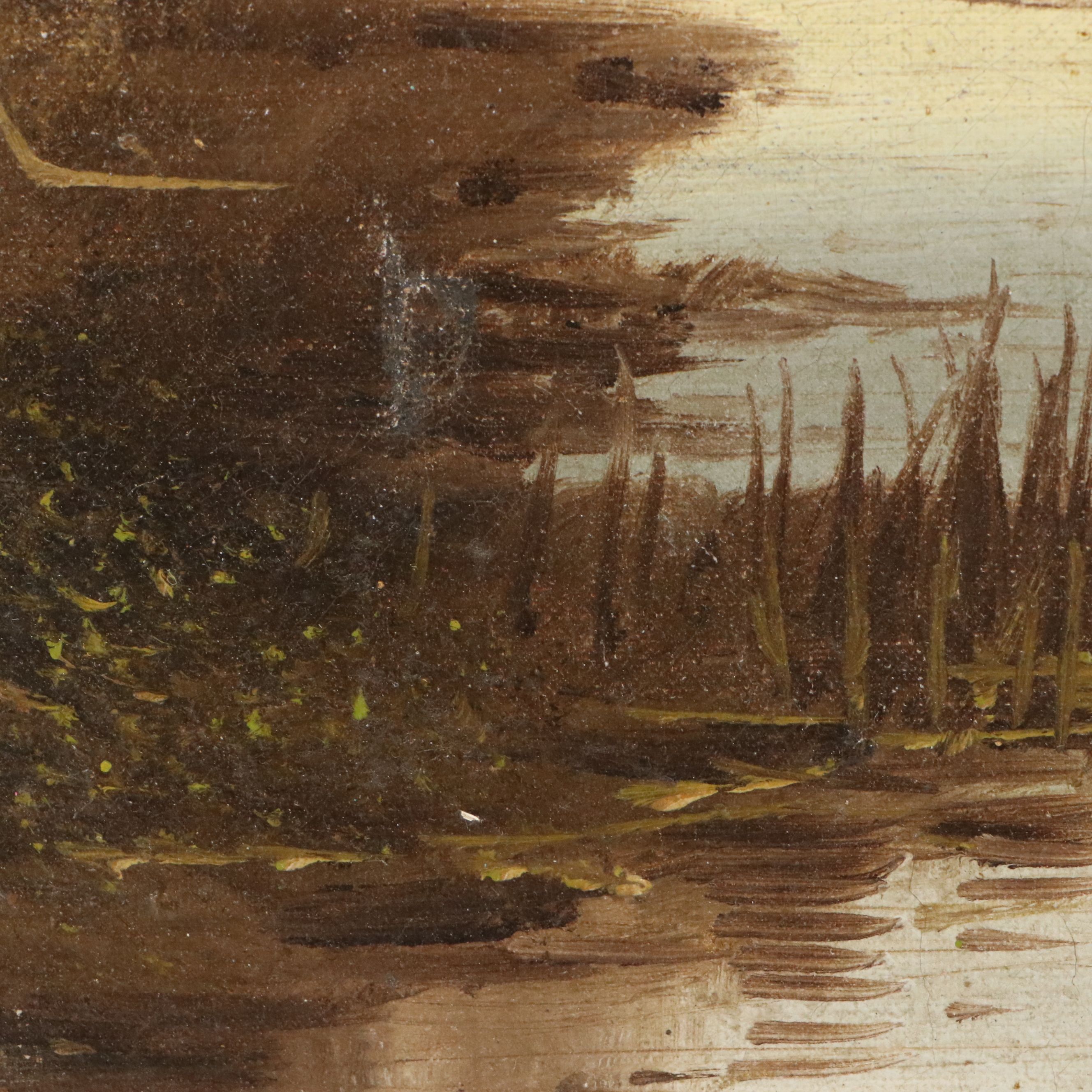 Landscape Oil Painting of Stream, Early 20th Century