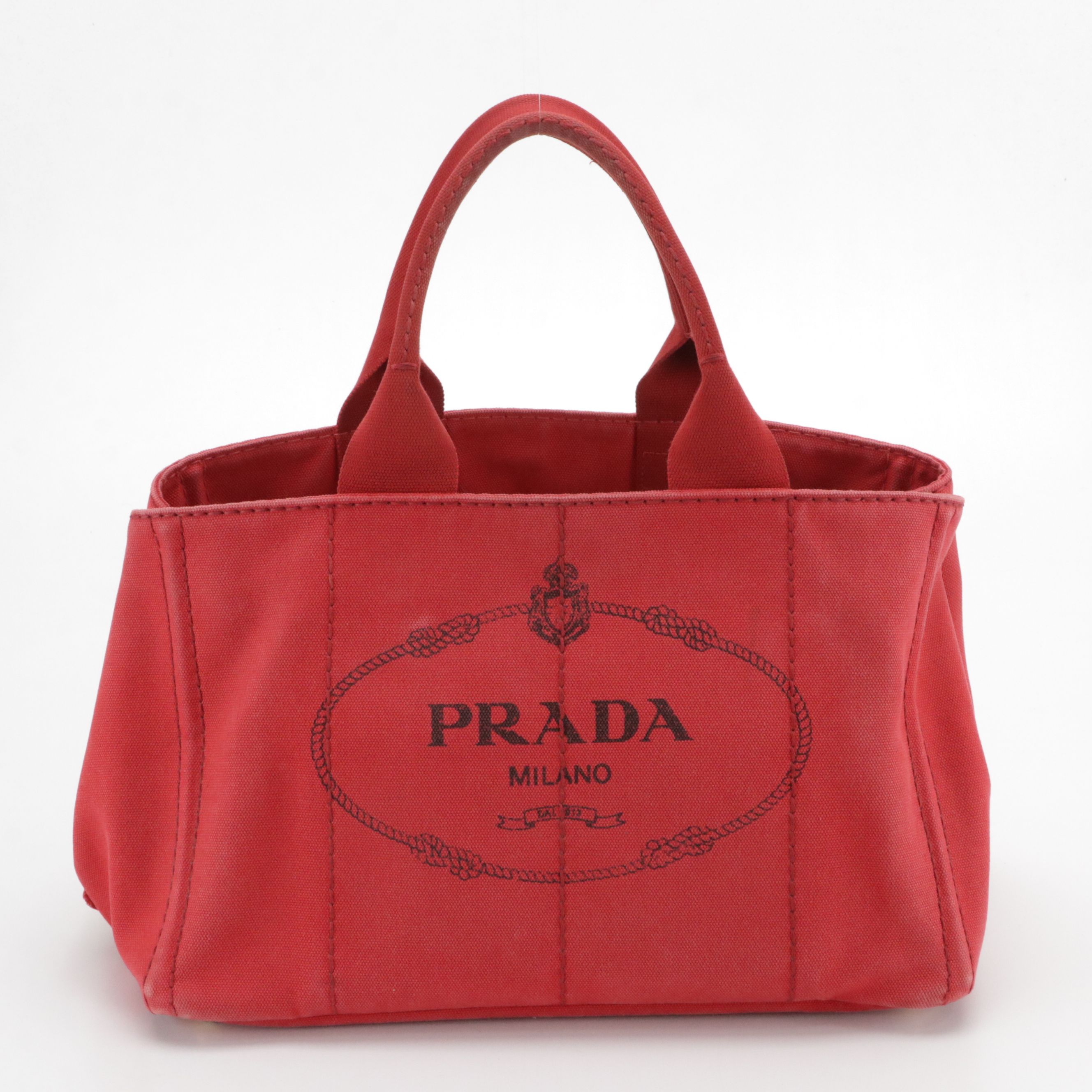 Prada Large Canapa Logo Tote in Red Canvas