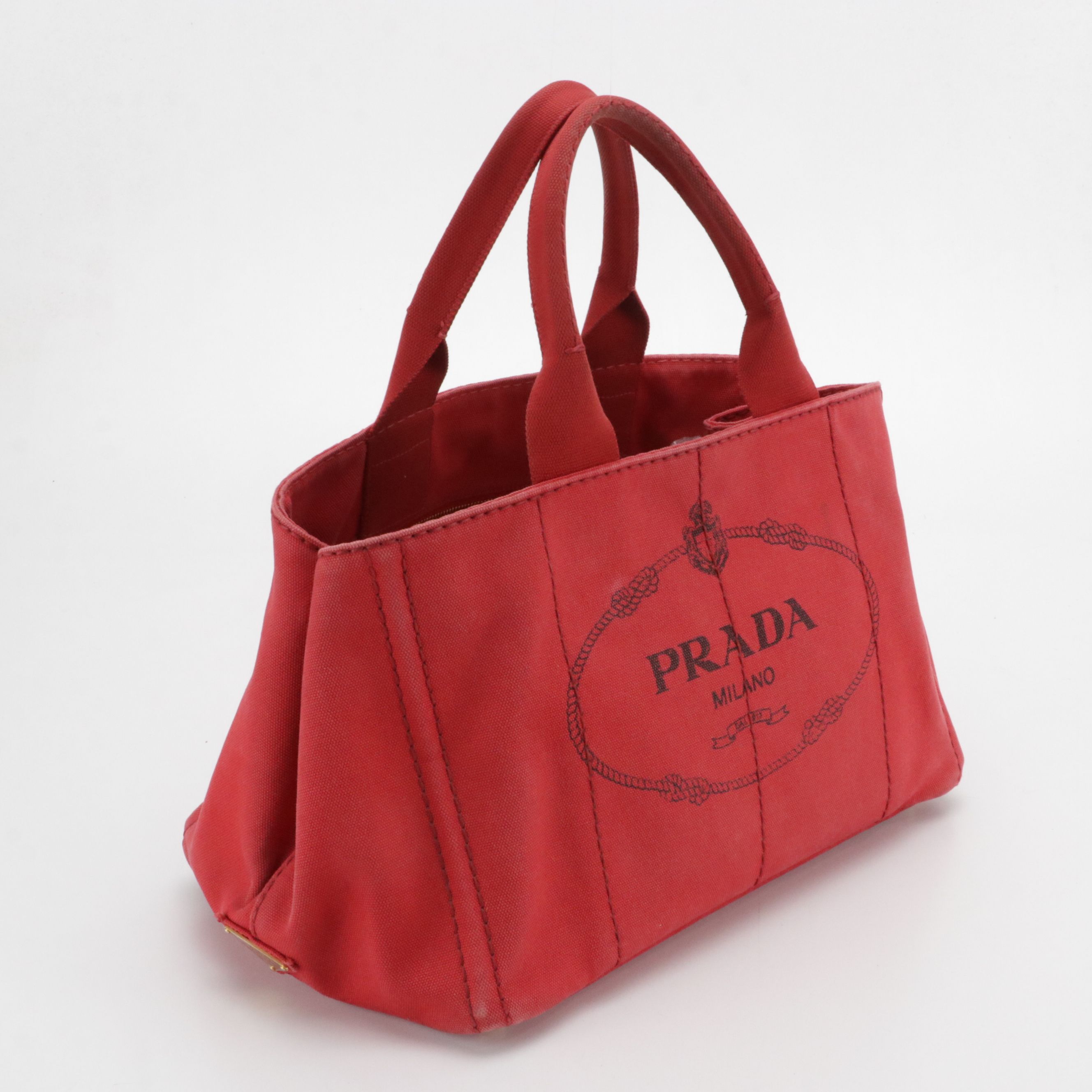 Prada Large Canapa Logo Tote in Red Canvas