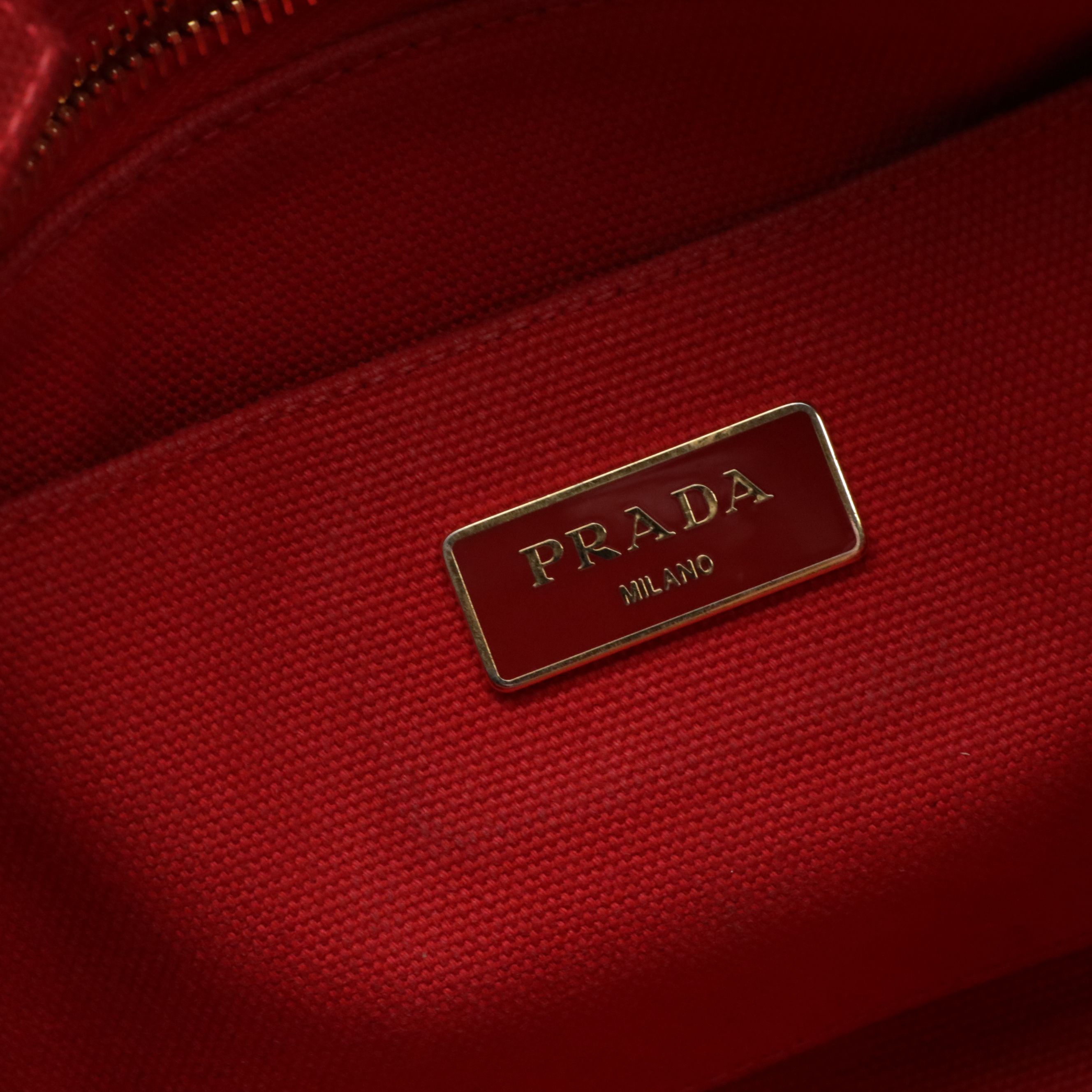Prada Large Canapa Logo Tote in Red Canvas