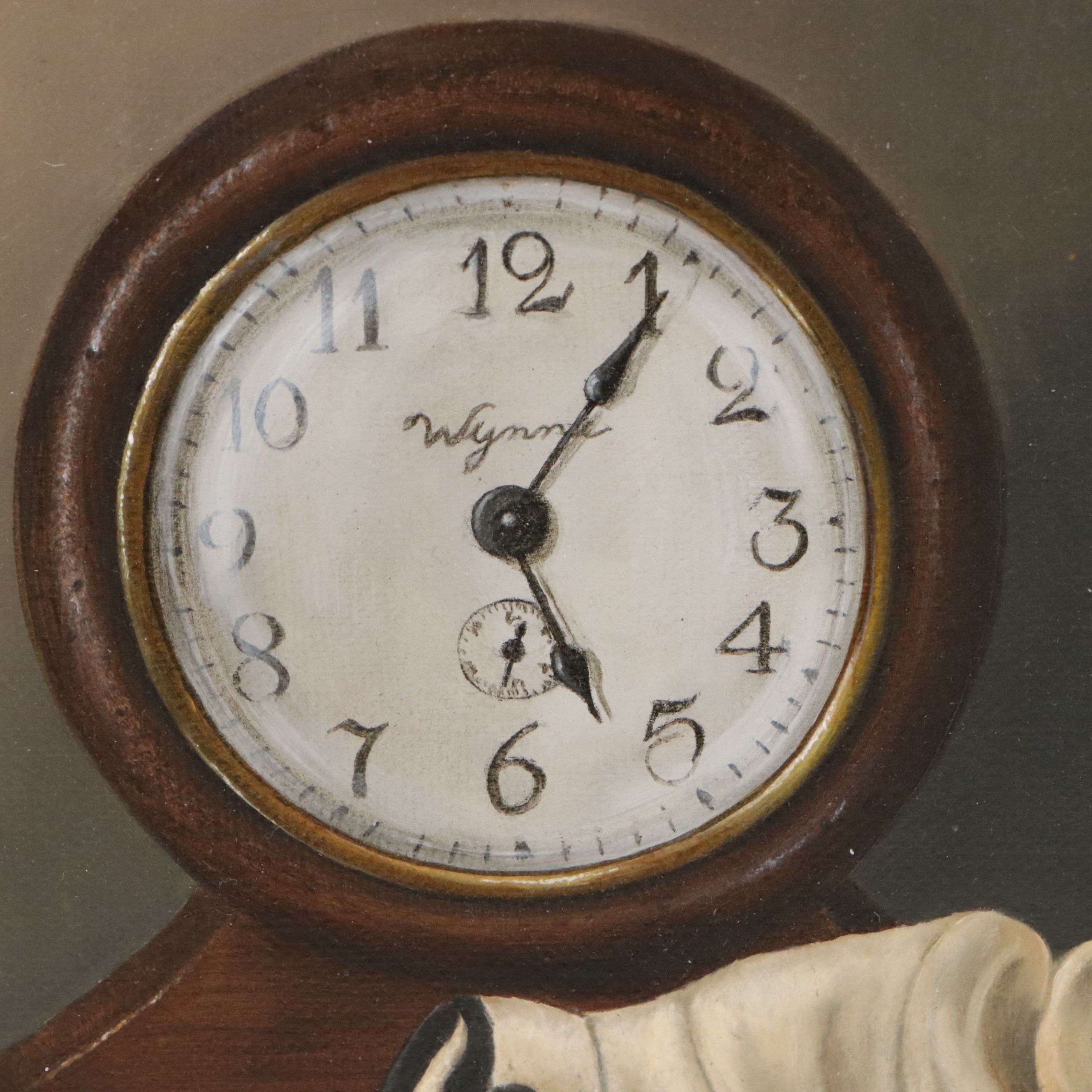 Joseph Vella Still Life Oil Painting with Clock and Golf Tees