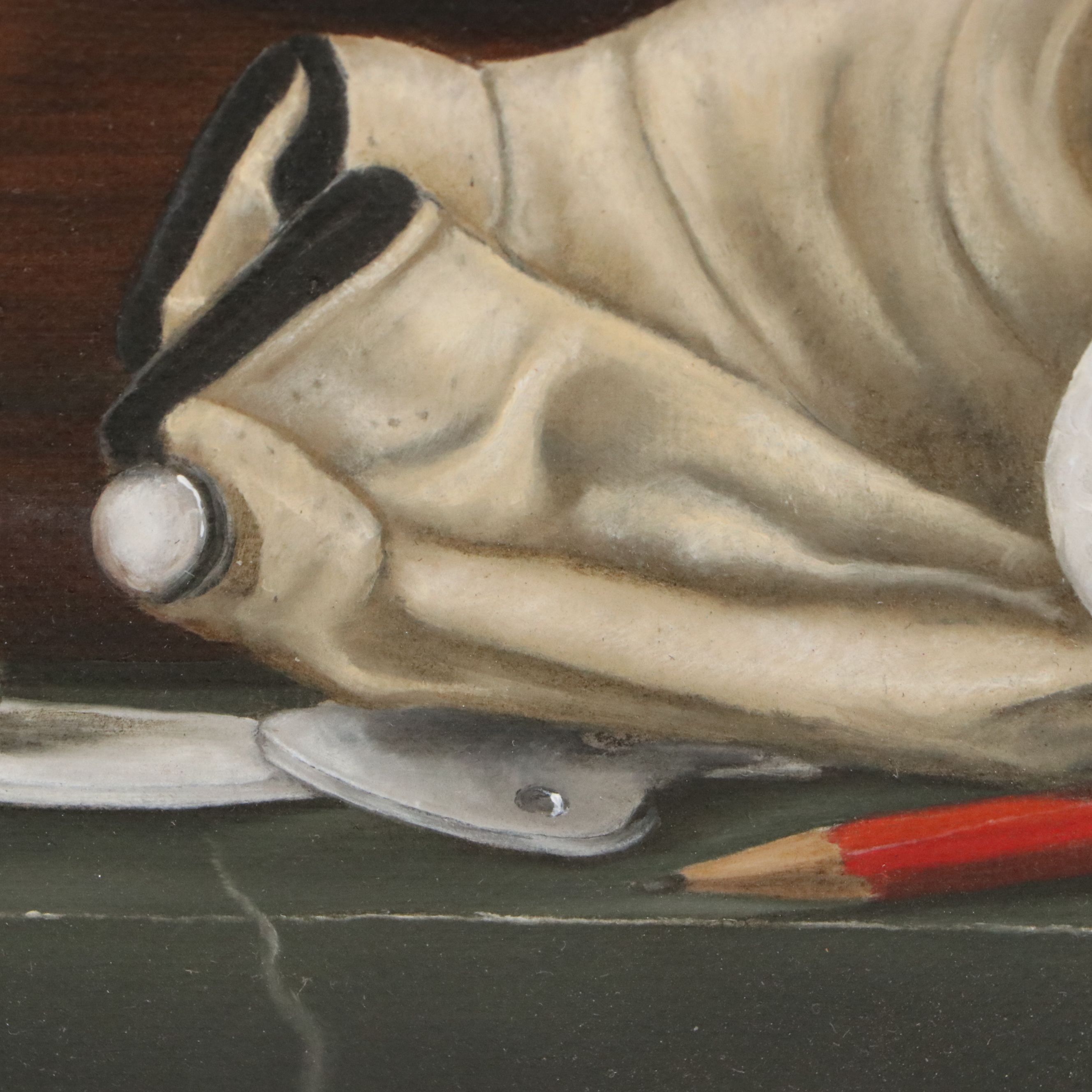 Joseph Vella Still Life Oil Painting with Clock and Golf Tees