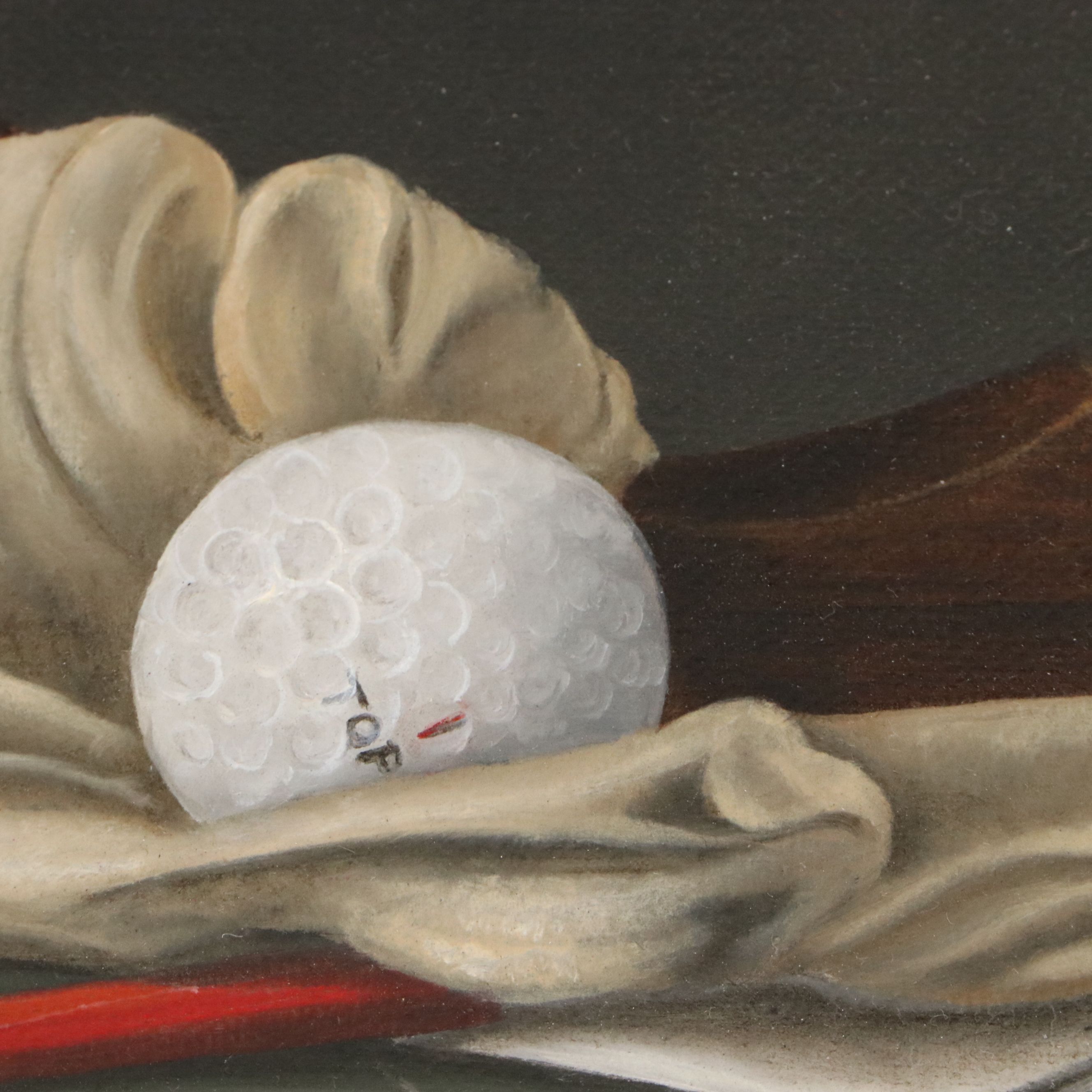 Joseph Vella Still Life Oil Painting with Clock and Golf Tees