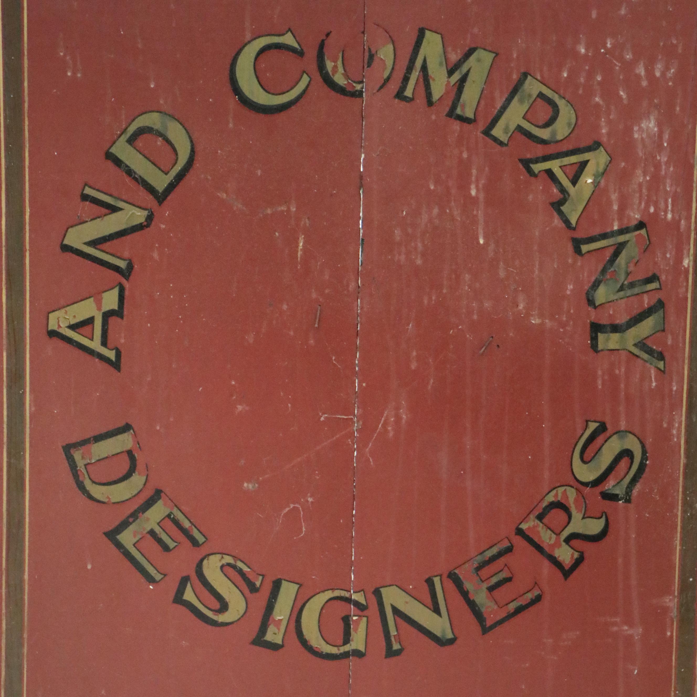 Designers and Company Wooden Advertising Sign, Early 20th Century