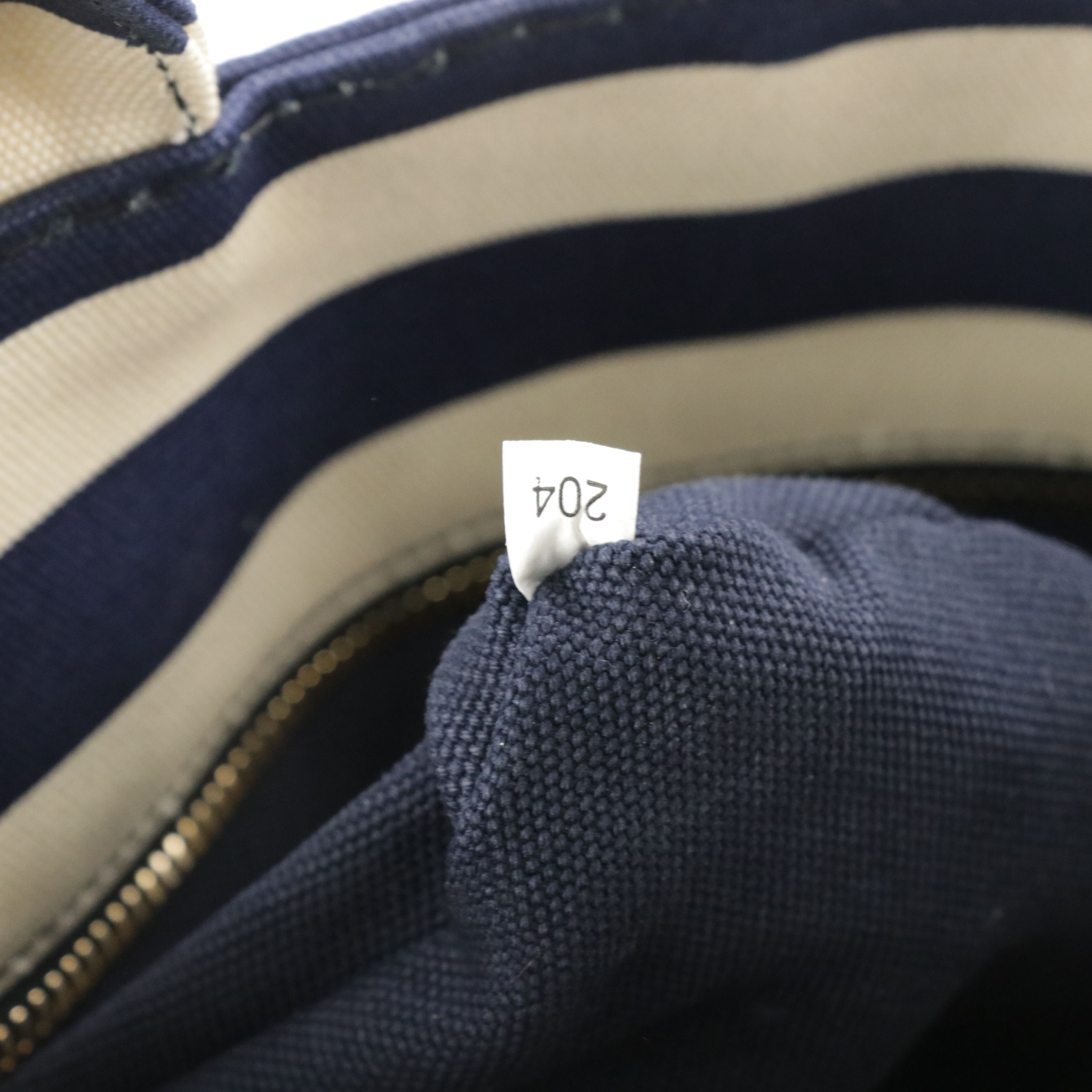 Prada Navy Blue and White Striped Large Canapa Logo Two-Way Tote